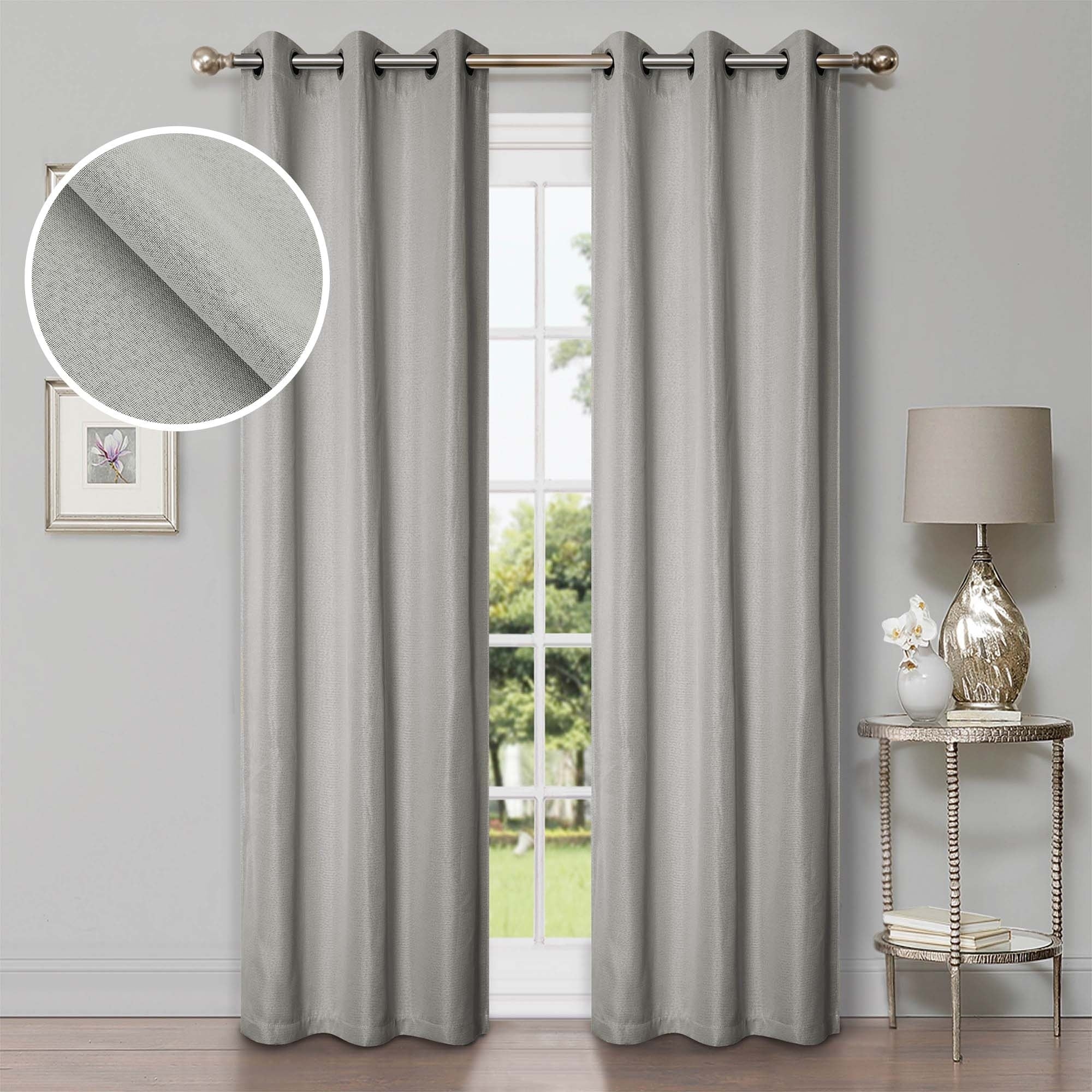 Superior Classic Linen Pattern Room Darkening Blackout Curtains, Rod Pocket or Grommets, Set of 2