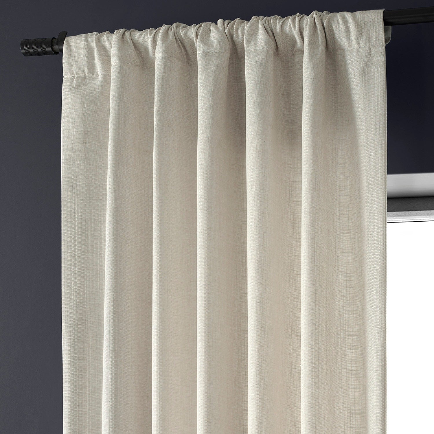 Exclusive Fabrics Italian Faux Linen Room Darkening Curtains for Bedroom & Living Room Curtains - Single Panel Window Curtains