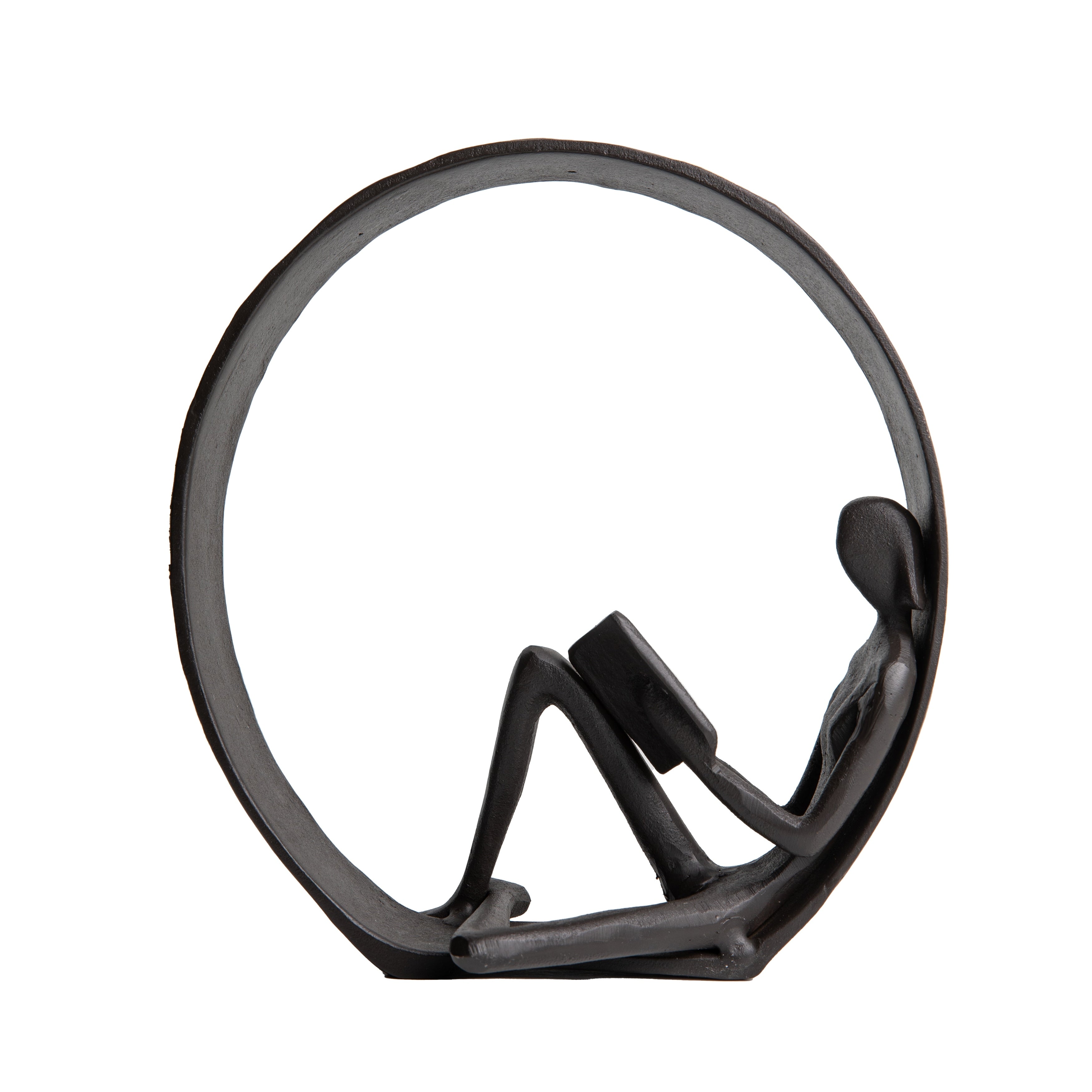 Danya B. Contemporary Encircled Reader Cast Iron Sculpture Statue - Male, Female, or Dual Bookend Options