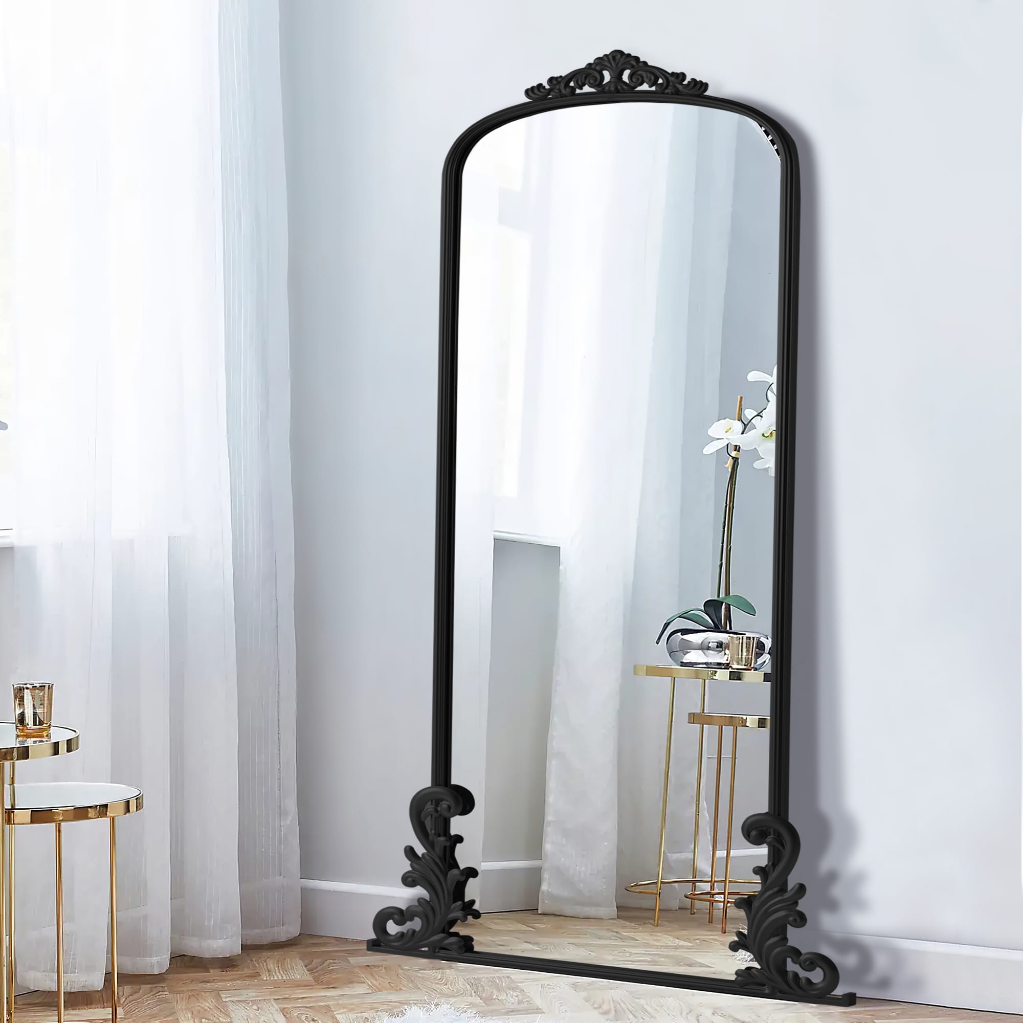 Vintage Arched Floor Mirror - Full Length Vanity Mirror