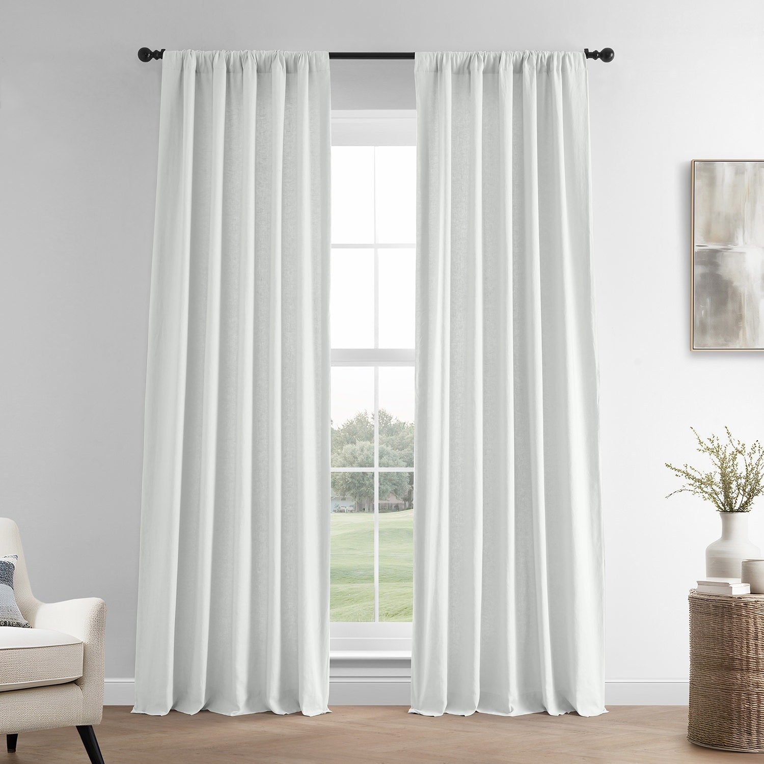 Exclusive Fabrics French Linen Room Darkening Curtains Panel - Elegant luxurious Drapes (1 Panel)