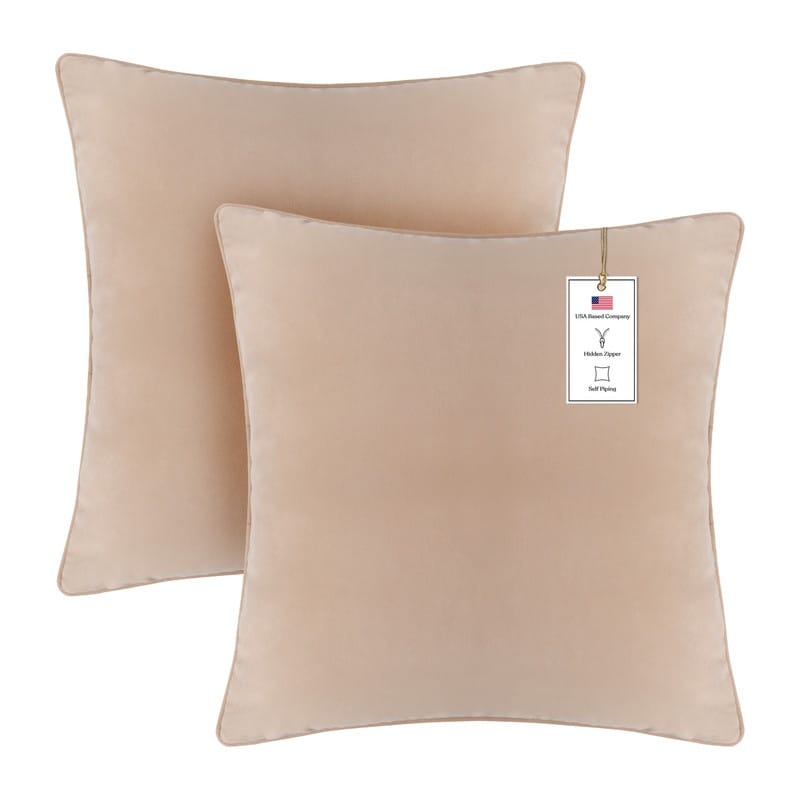 A1HC Set of 2 Luxurious Fine Soft Velvet Throw Pillow Covers Only, For Sofas, Beds, Vibrant Colors and Hidden Zipper