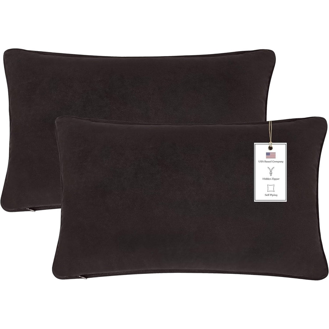 A1HC Set of 2 Luxurious Fine Soft Velvet Throw Pillow Covers Only, For Sofas, Beds, Vibrant Colors and Hidden Zipper