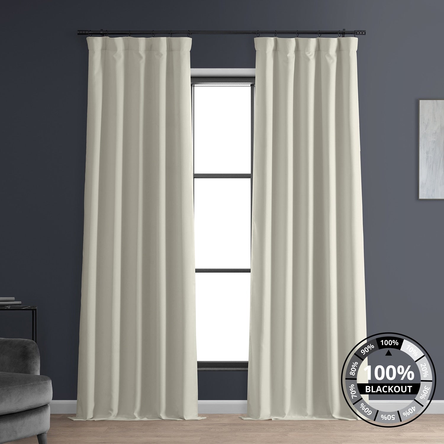 Exclusive Fabrics Faux Linen 100% Blackout Curtains Heat and Light Blocking - (1 Panel)