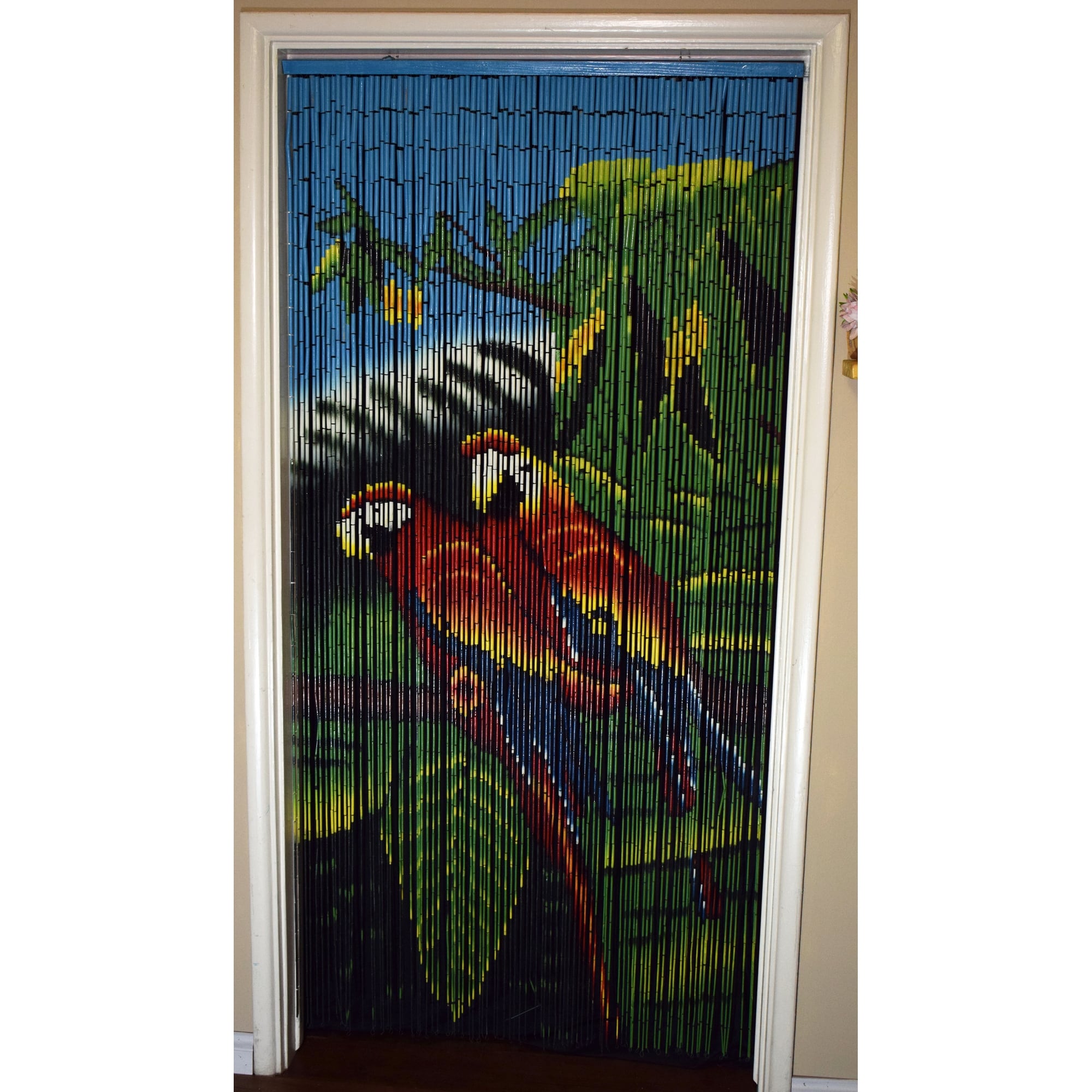 Twin Parrots Bamboo Beaded Curtain/ Room Partition