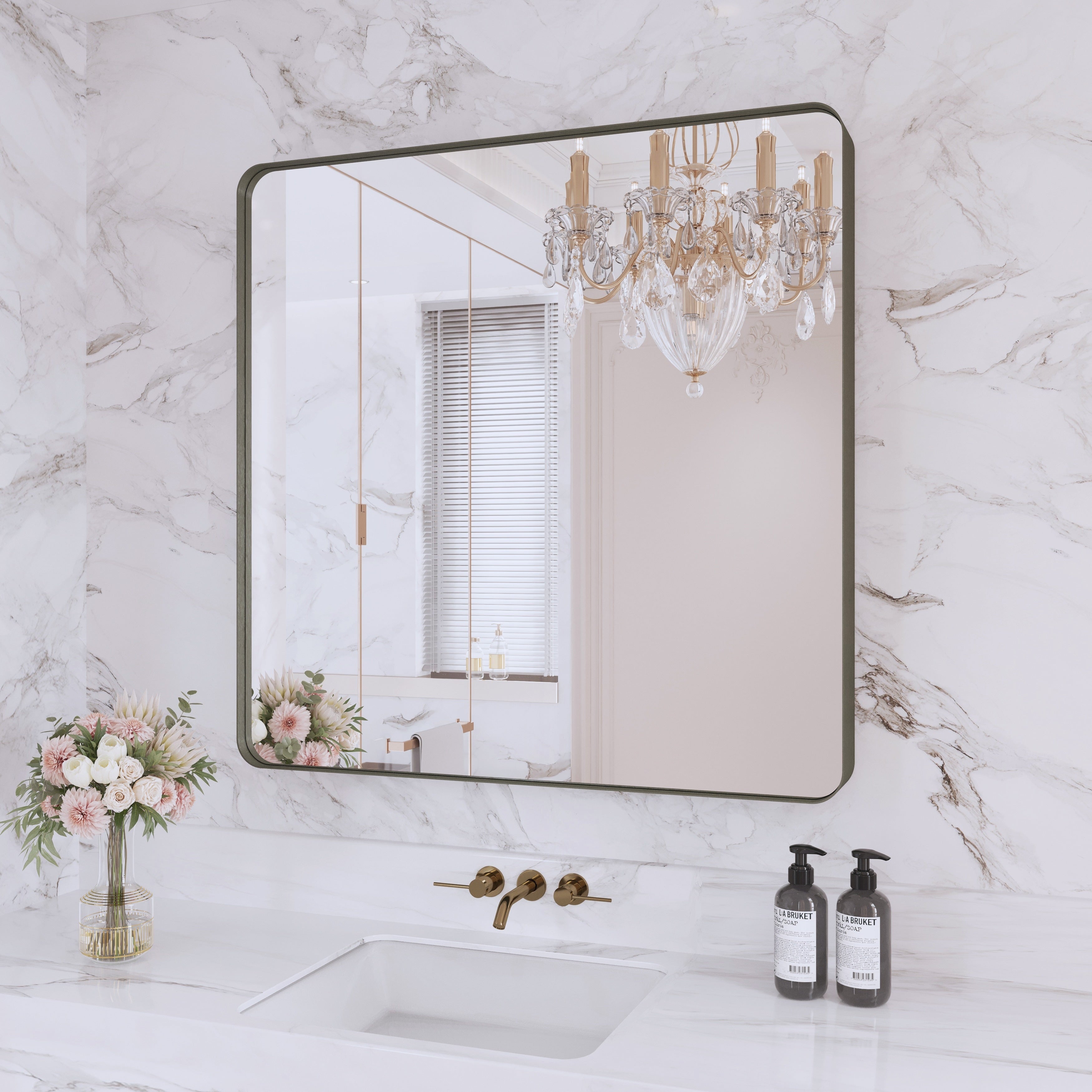 Framed Wall Mounted Bathroom Vanity Mirror