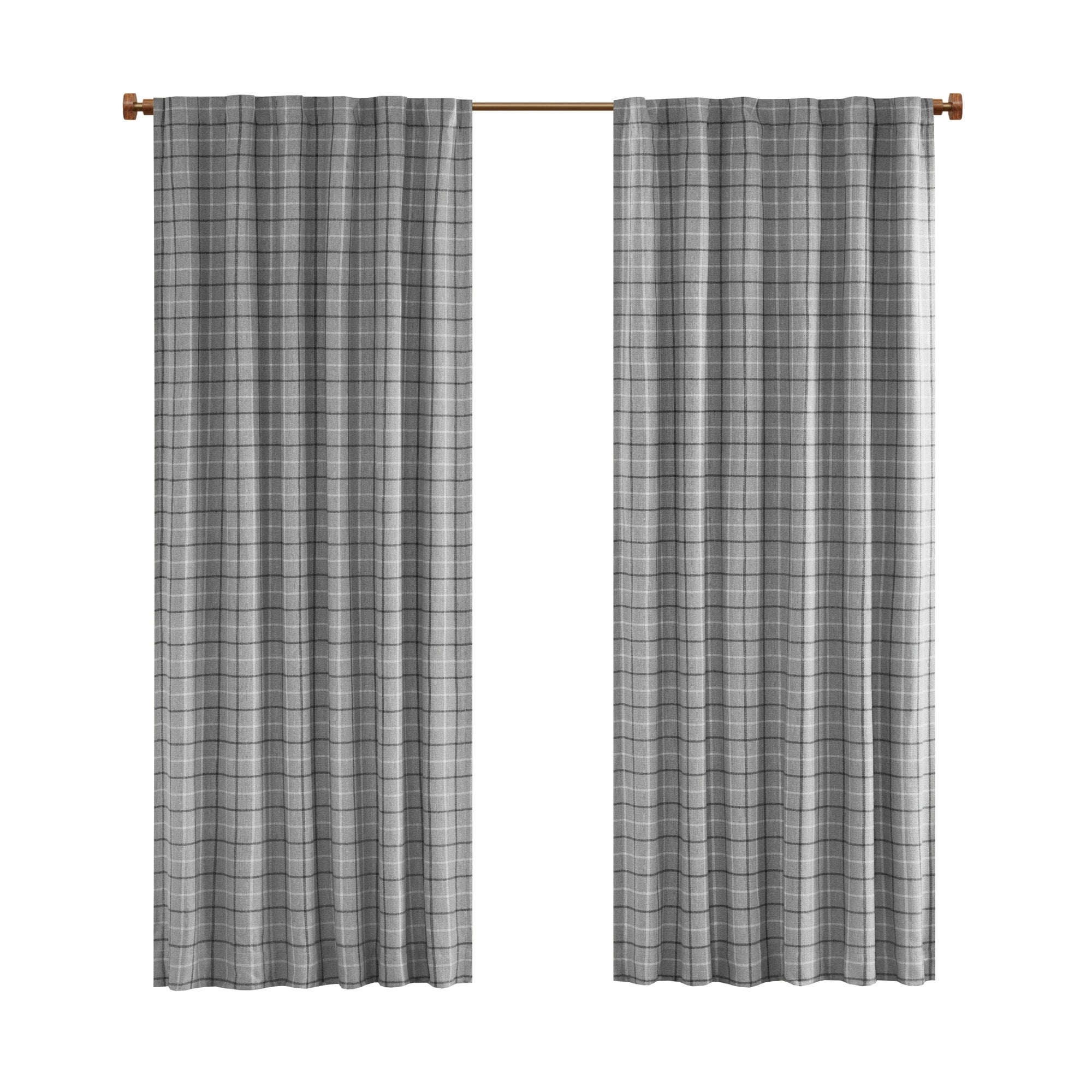 Madison Park Salford Plaid Rod Pocket and Back Tab Single Curtain Panel with Fleece Lining