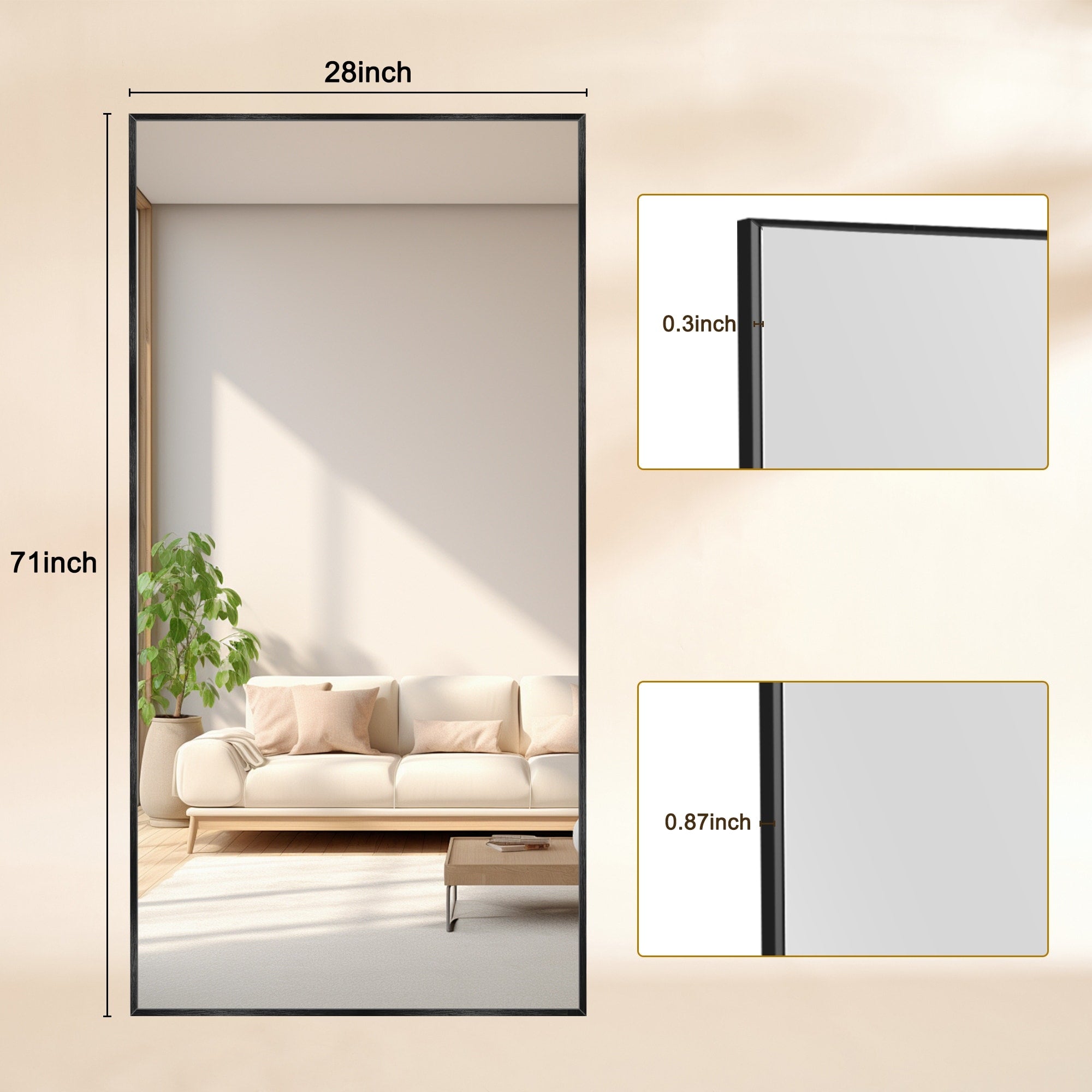 Modern Full Length Floor Mirror Freestanding Mirror