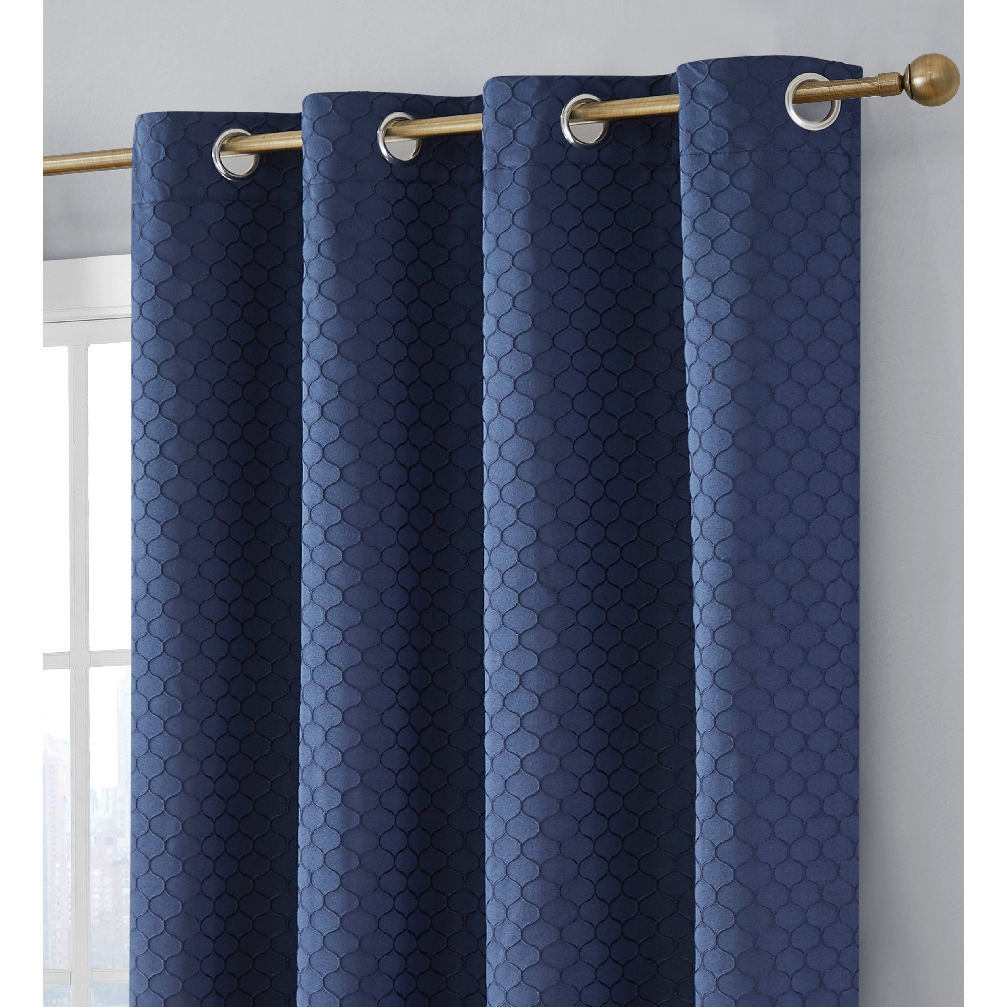 HLC.me Sienna Pattern 100% Complete Blackout Thermal Insulated Double Layer Window Curtain Grommet Panels, Set of 2