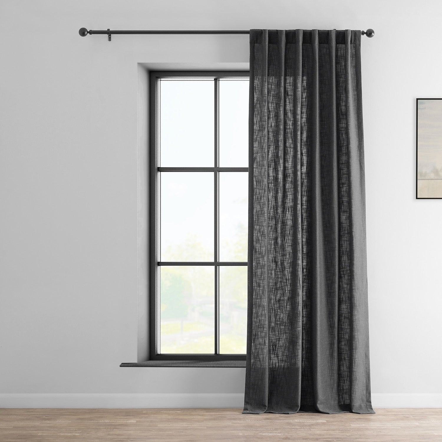 Exclusive Fabrics Heavy Faux Linen Light Filtering Curtains For Bedroom, Living Room (1 Panel)