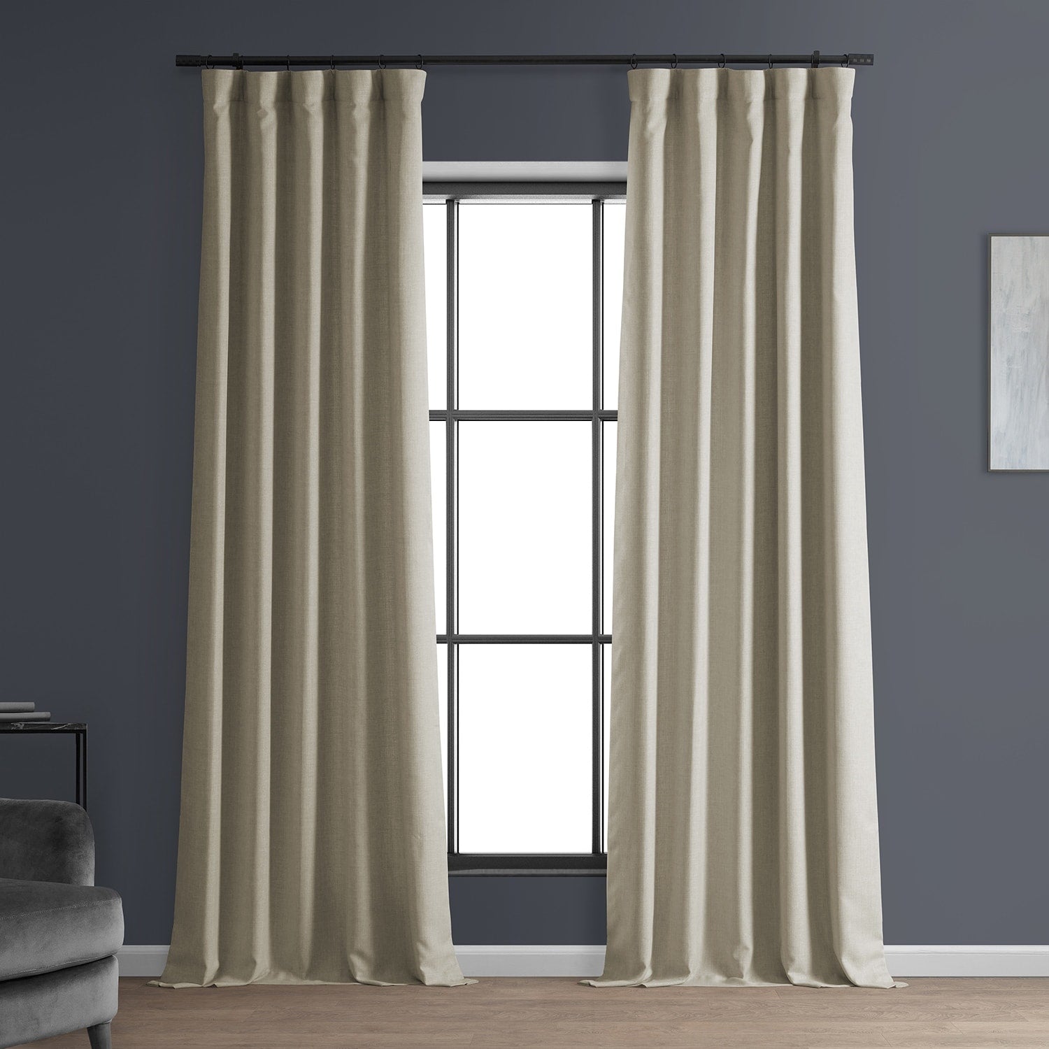 Exclusive Fabrics Italian Faux Linen Room Darkening Curtains for Bedroom & Living Room Curtains - Single Panel Window Curtains