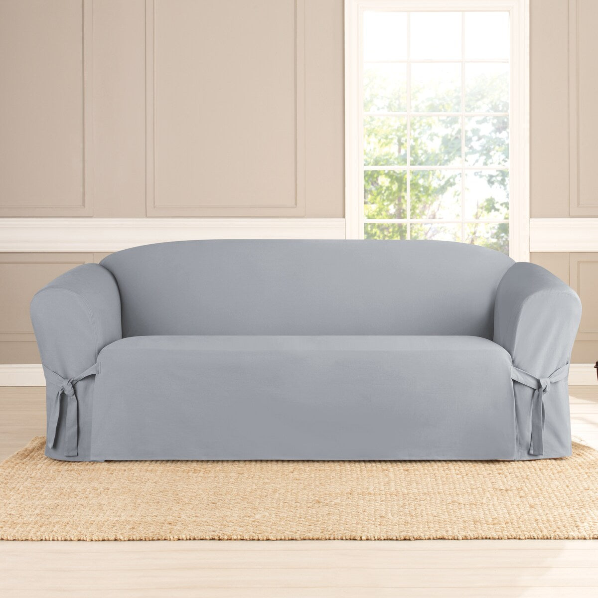 SureFit Heavyweight Cotton Duck One-Piece Sofa Slipcover with Seat Elastic