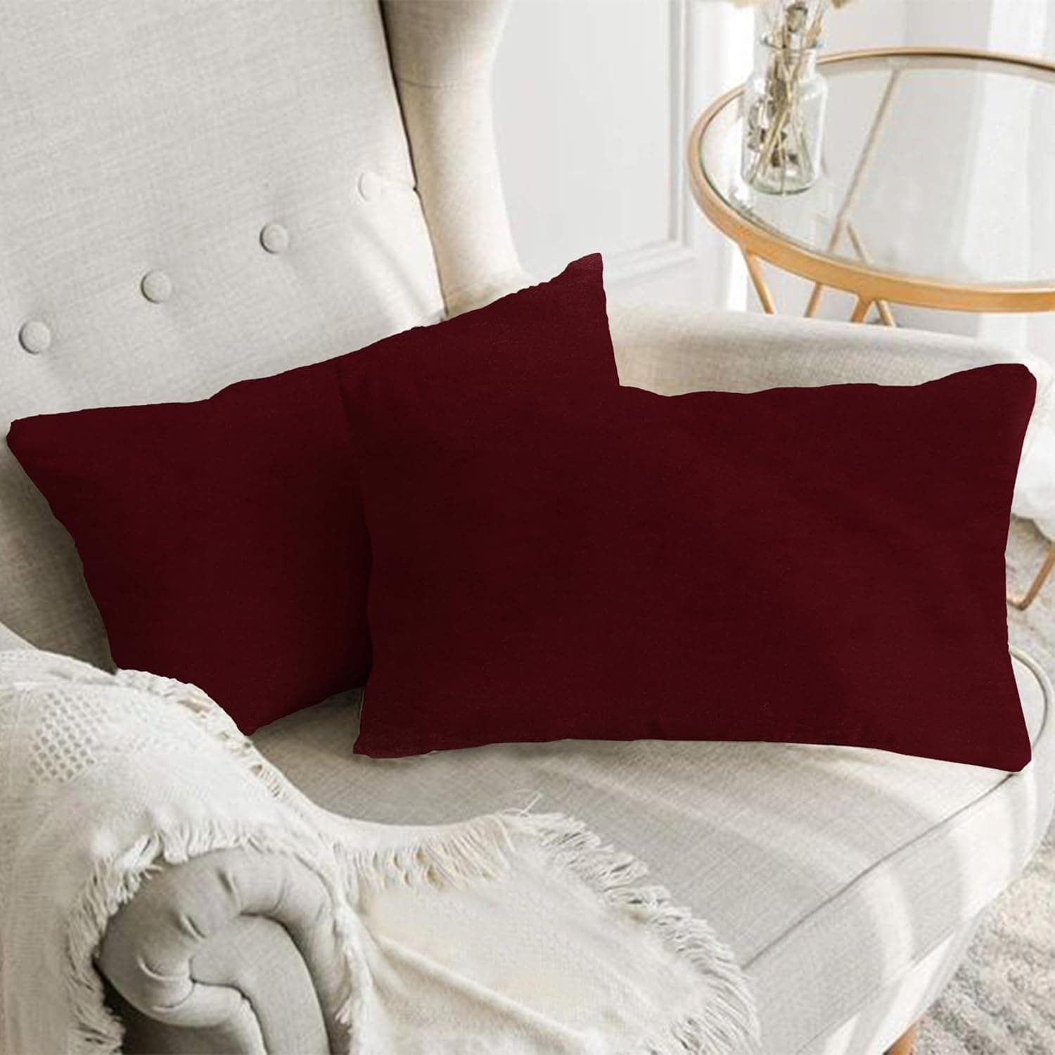 A1HC Set of 2 Luxurious Fine Soft Velvet Throw Pillow Covers Only, For Sofas, Beds, Vibrant Colors and Hidden Zipper