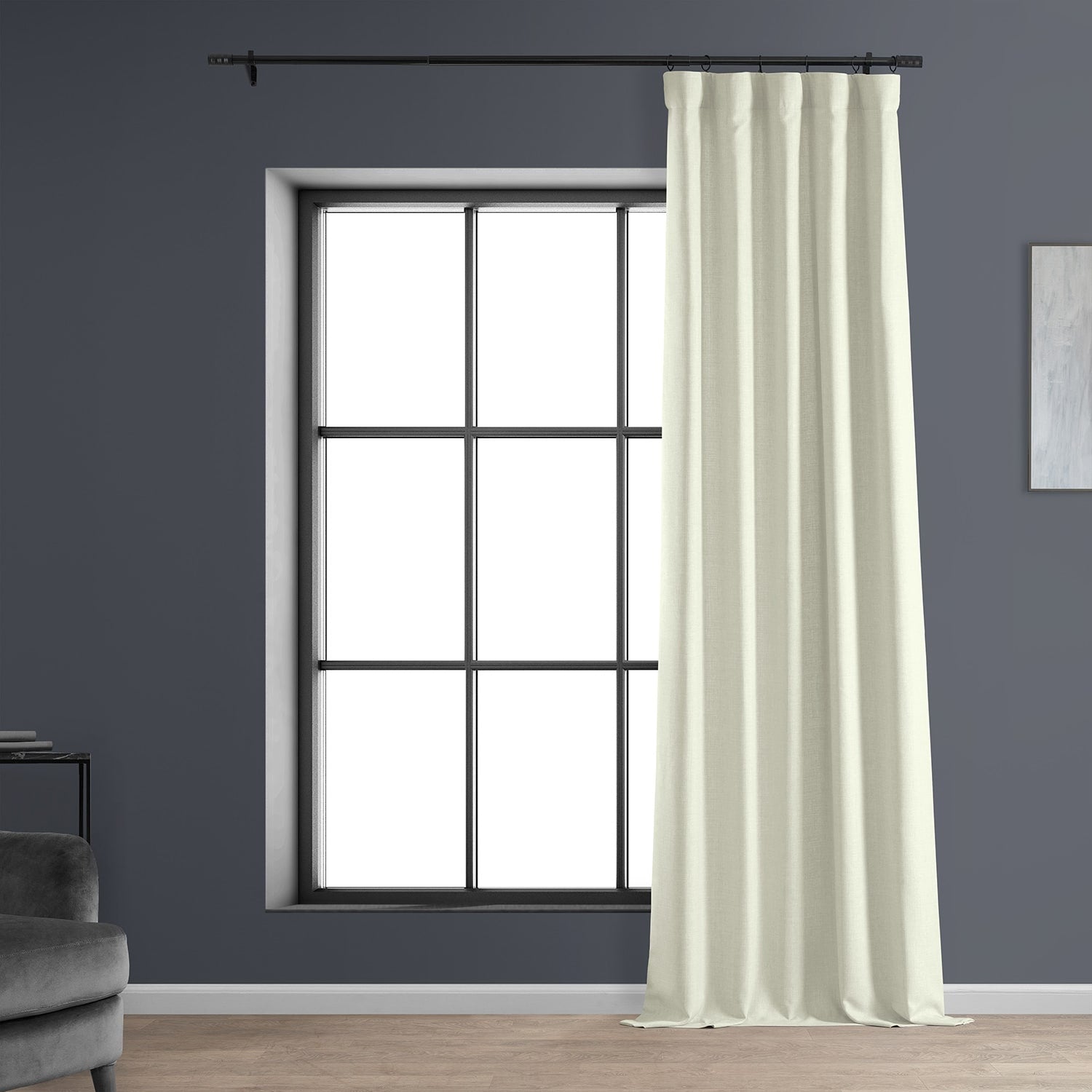 Exclusive Fabrics Italian Faux Linen Room Darkening Curtains for Bedroom & Living Room Curtains - Single Panel Window Curtains