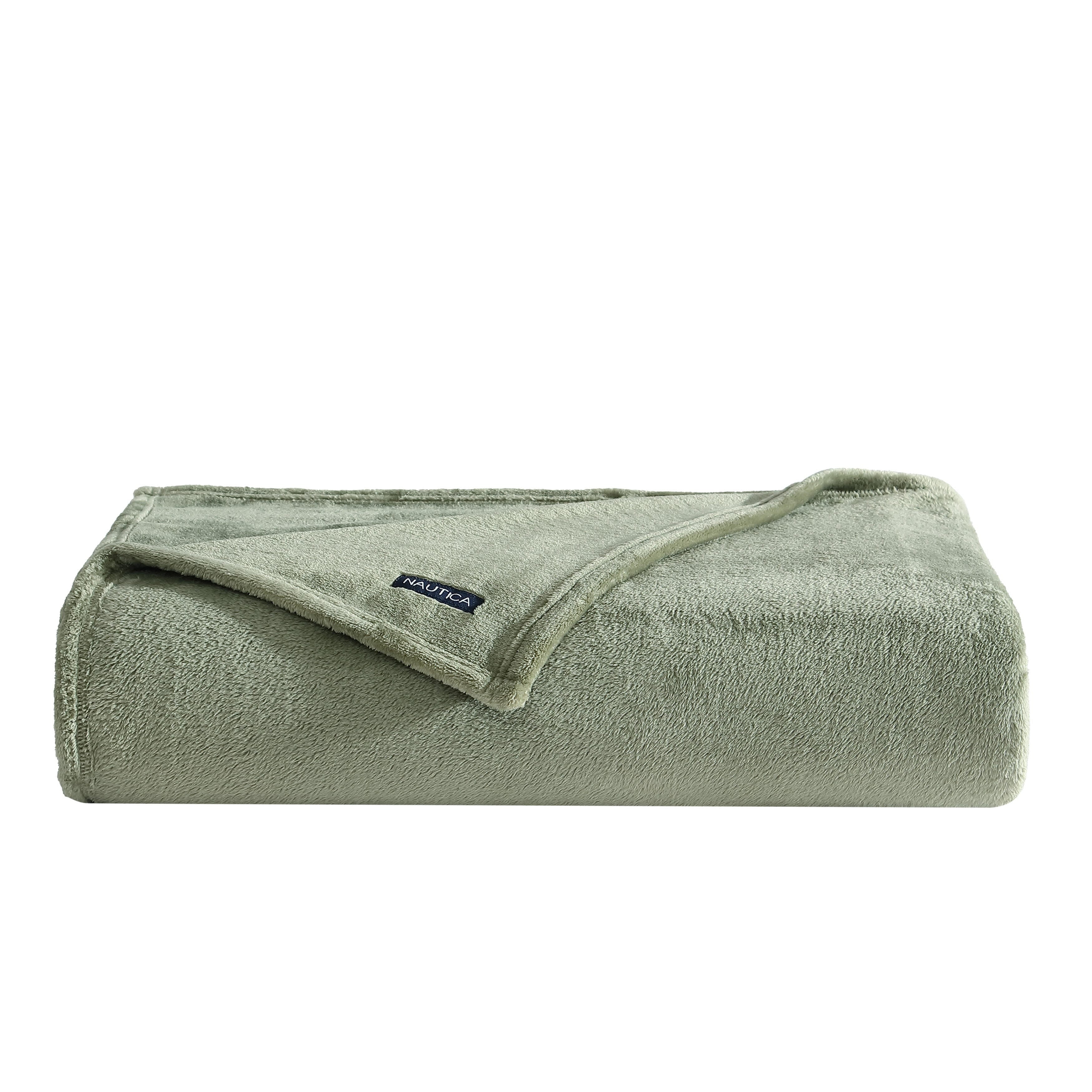 Nautica Solid Ultra Soft Plush Fleece Bed Blanket