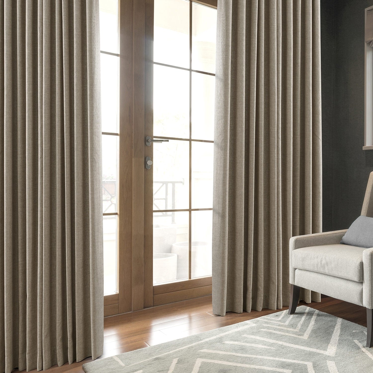 Exclusive Fabrics Italian Faux Linen Room Darkening Curtains for Bedroom & Living Room Curtains - Single Panel Window Curtains