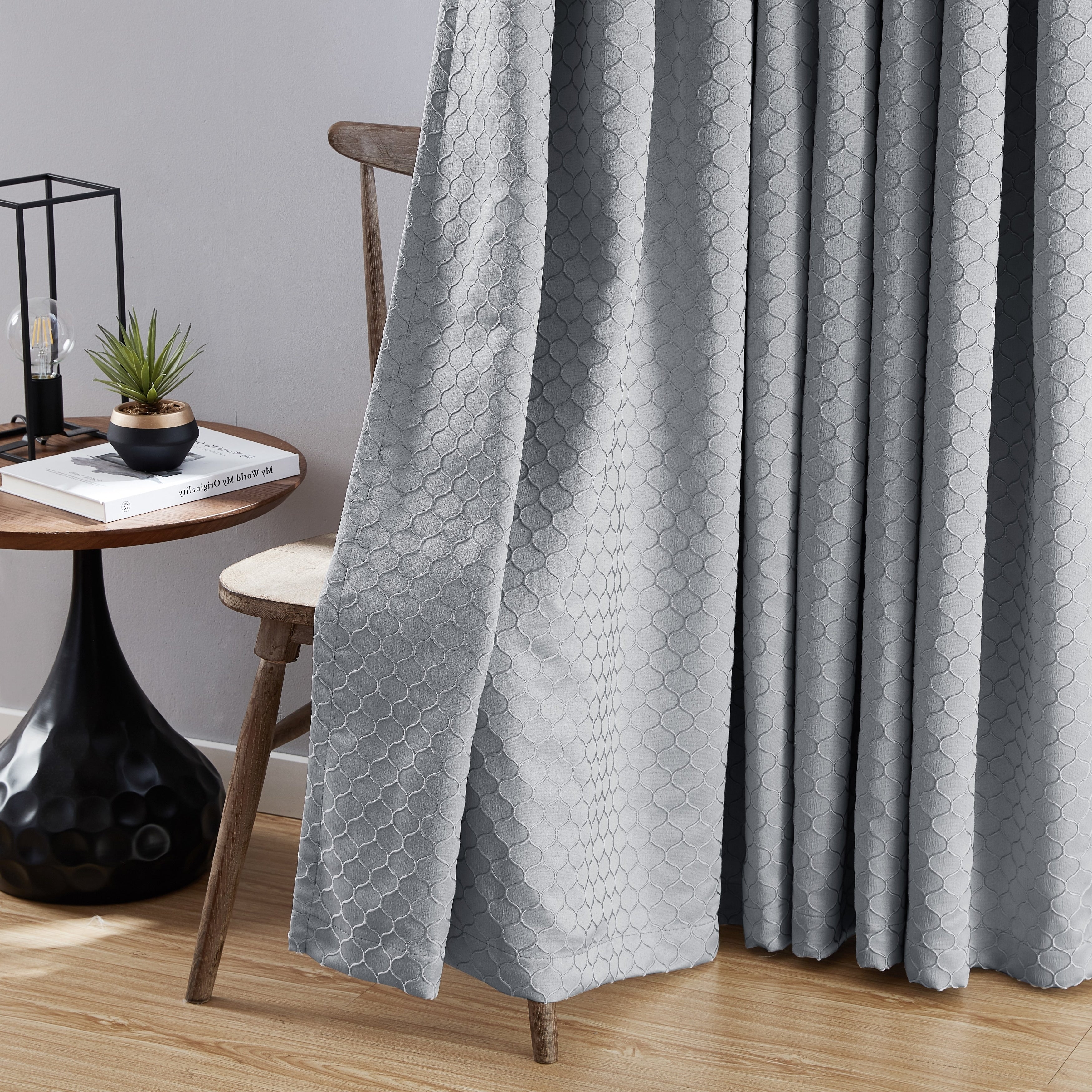 HLC.me Sienna Pattern 100% Complete Blackout Thermal Insulated Double Layer Window Curtain Grommet Panels, Set of 2