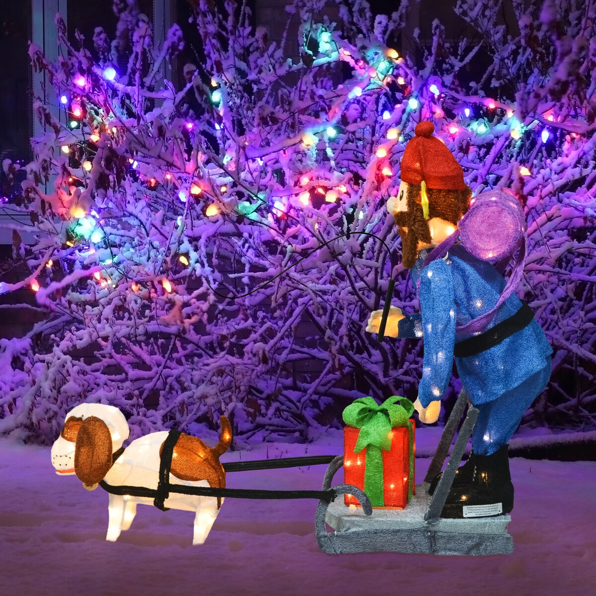 34 Rudolph 3D Pre-lit LED Yard Art Standing Yukon and Dog