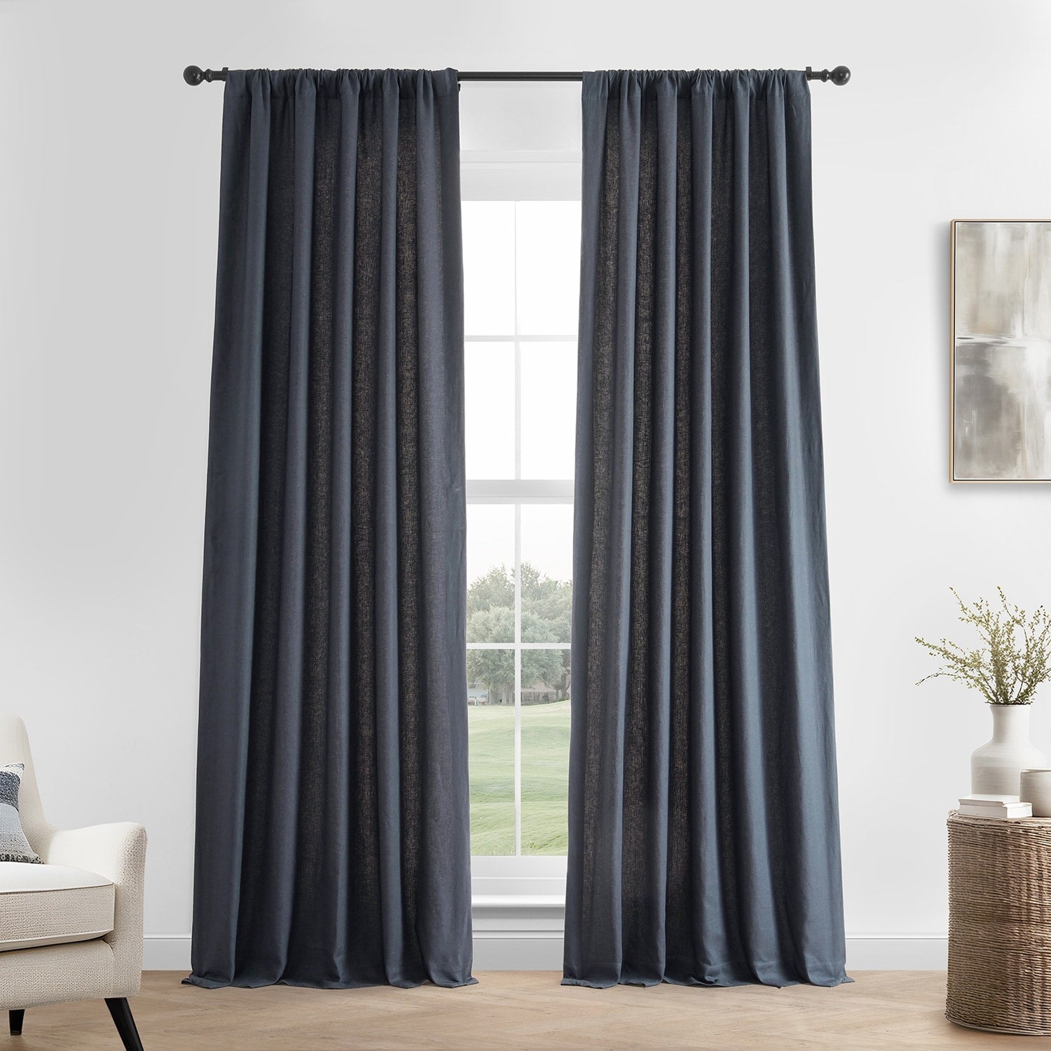 Exclusive Fabrics French Linen Room Darkening Curtains Panel - Elegant luxurious Drapes (1 Panel)