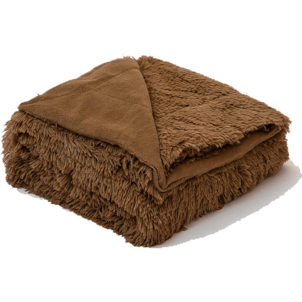 Cheer Collection Reversible Faux Fur Accent Throw Blanket