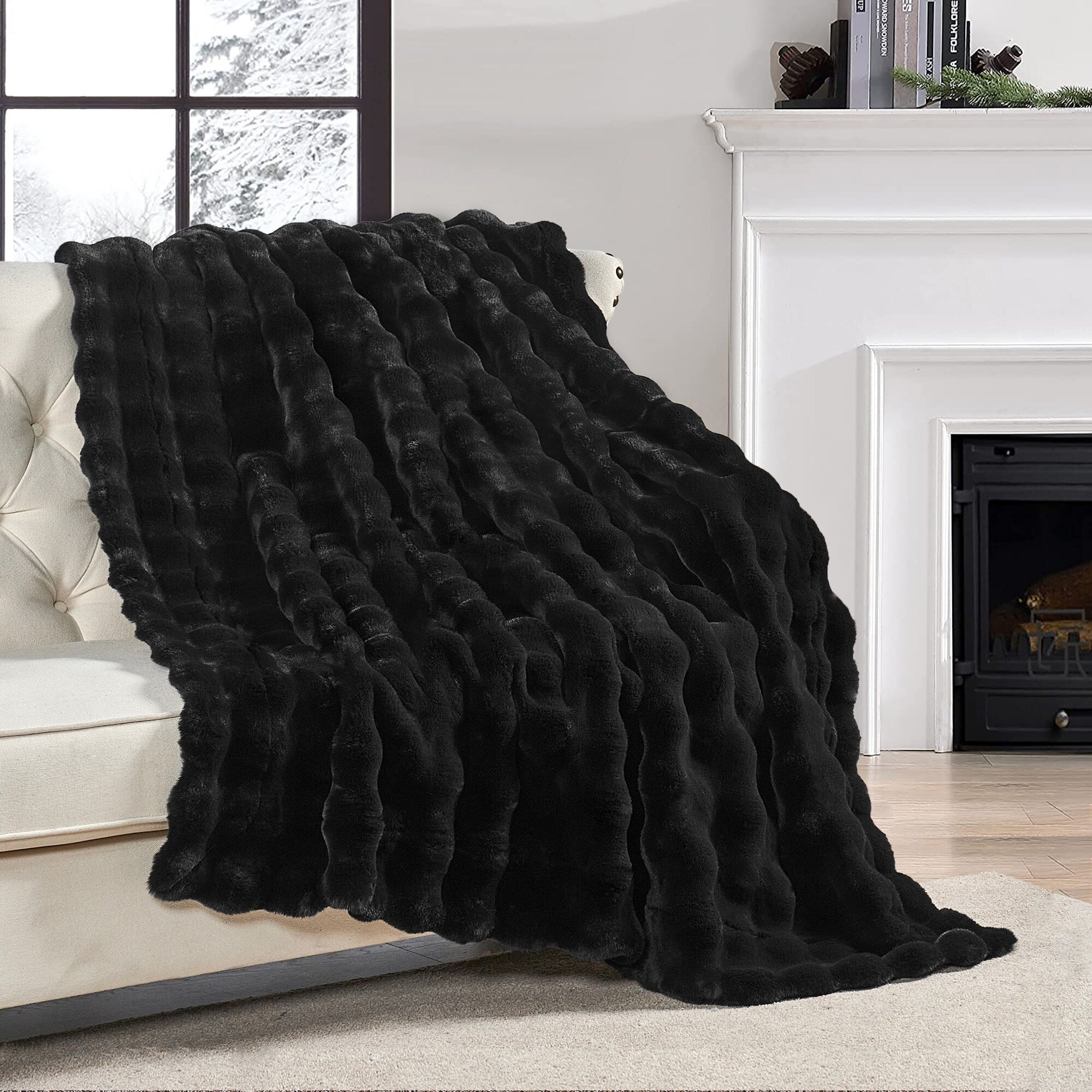 Home Soft Things Bubble Textured FauxFur Throw Cozy Soft Blankets