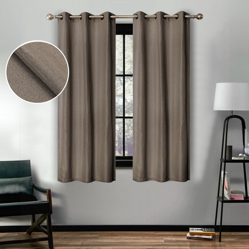 Superior Classic Linen Pattern Room Darkening Blackout Curtains, Rod Pocket or Grommets, Set of 2