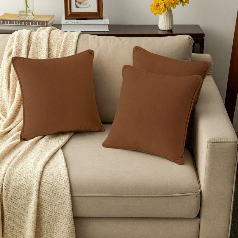 A1HC Set of 2 Luxurious Fine Soft Velvet Throw Pillow Covers Only, For Sofas, Beds, Vibrant Colors and Hidden Zipper