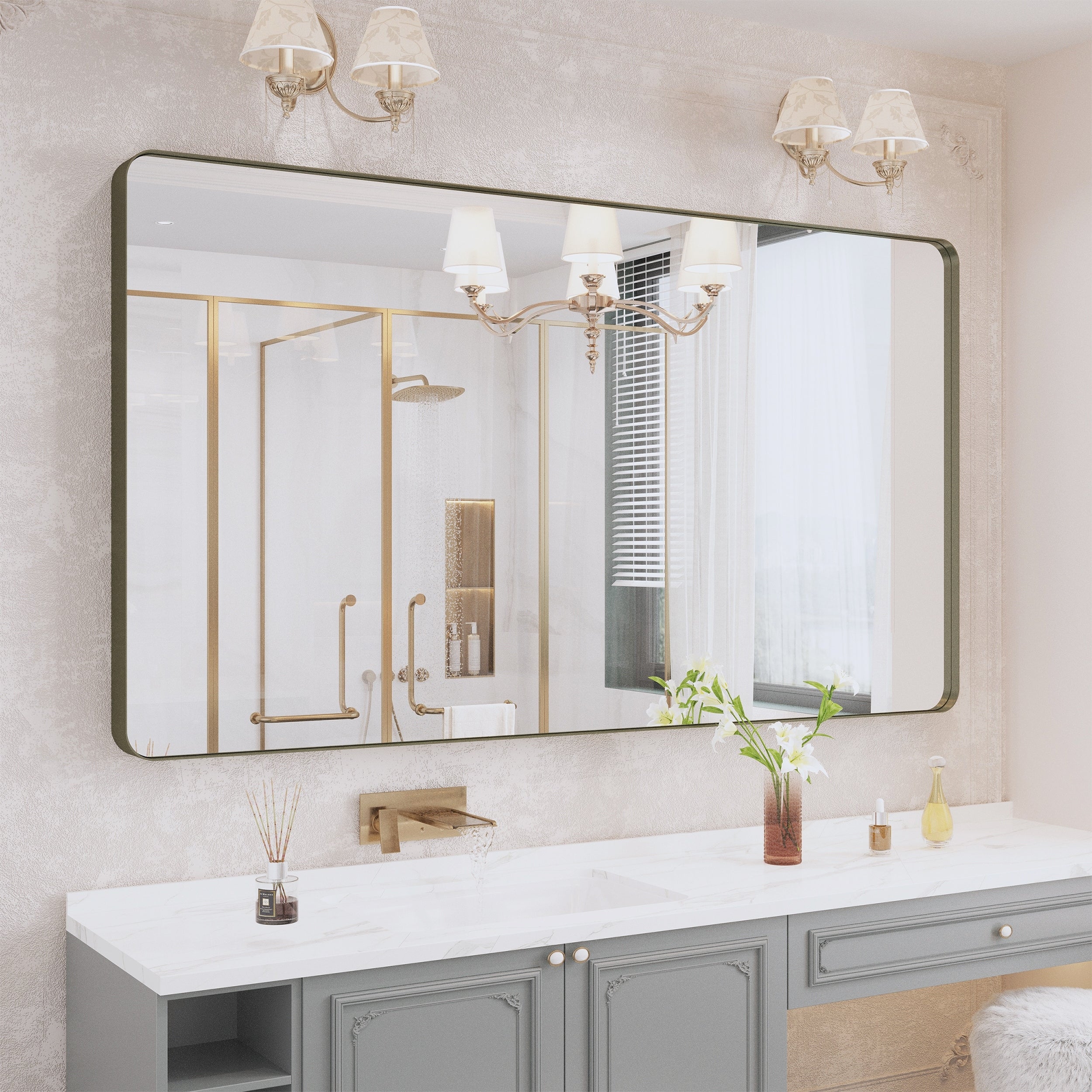 Framed Wall Mounted Bathroom Vanity Mirror