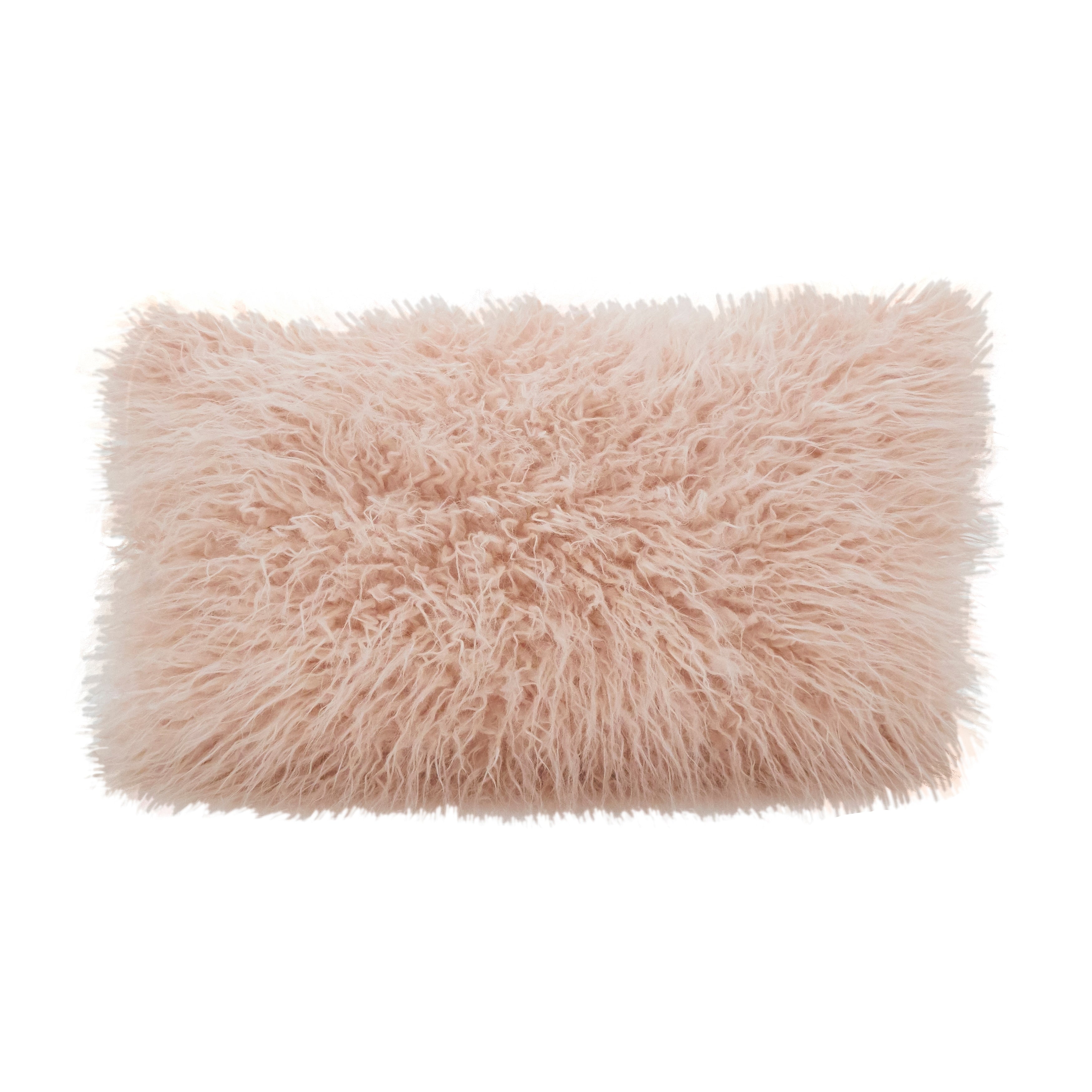 Mongolian Shaggy Faux Fur Throw Pillow