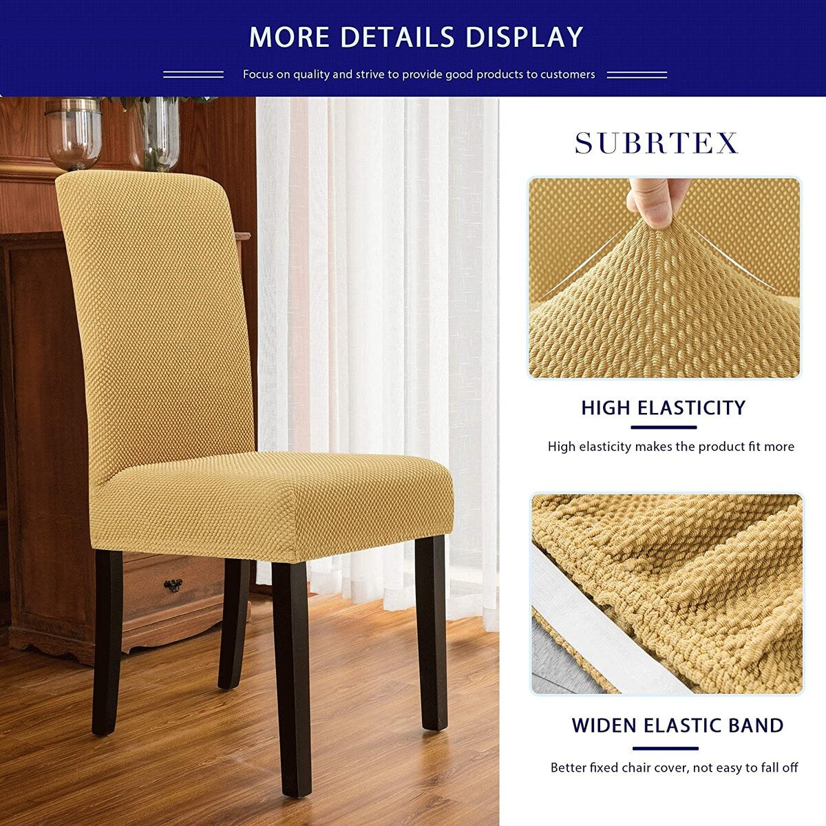 Subrtex 4 PCS Stretch Dining Chair Slipcover Textured Grain Cover