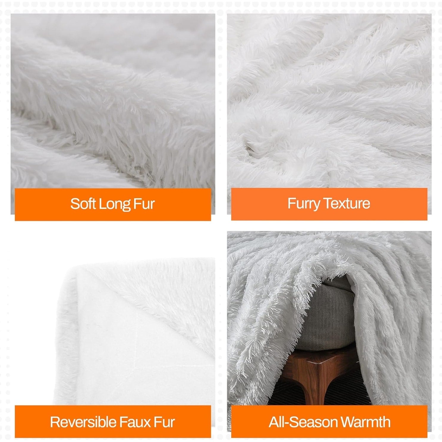 Cheer Collection Reversible Faux Fur Accent Throw Blanket