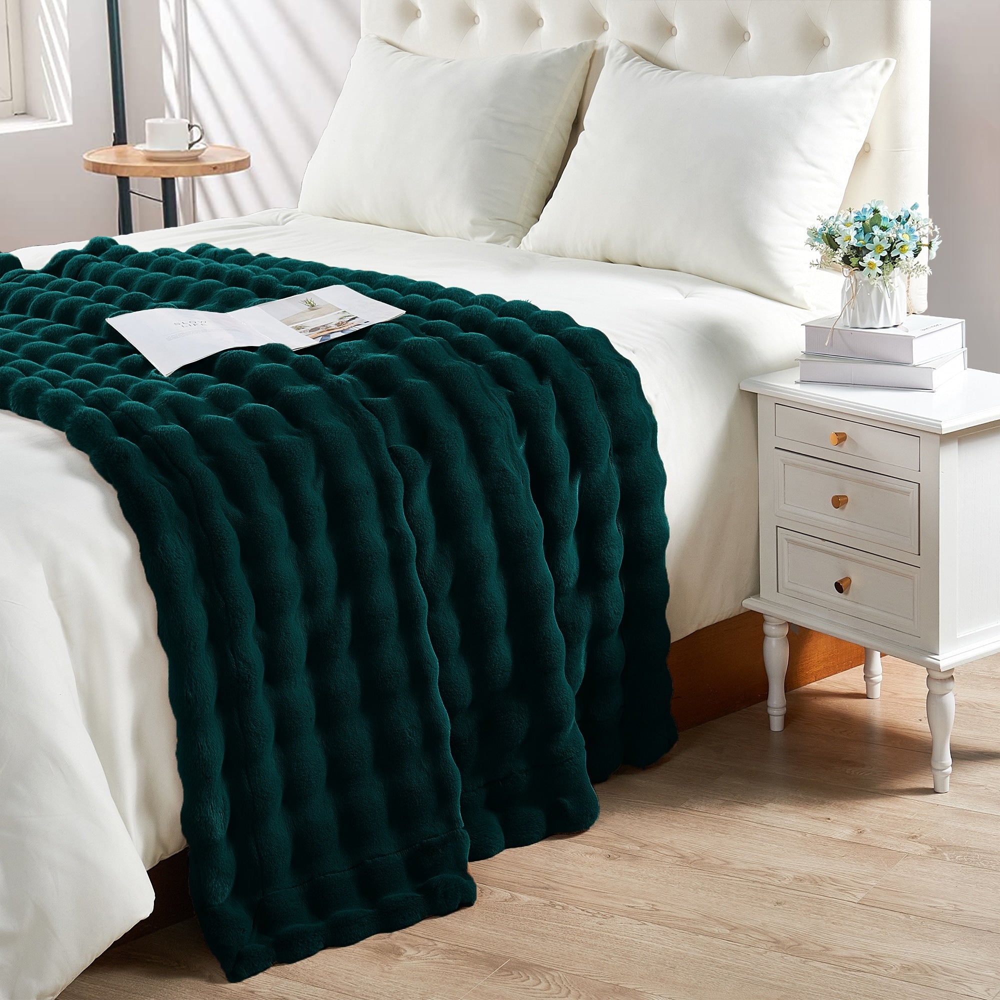 Home Soft Things Bubble Textured FauxFur Throw Cozy Soft Blankets