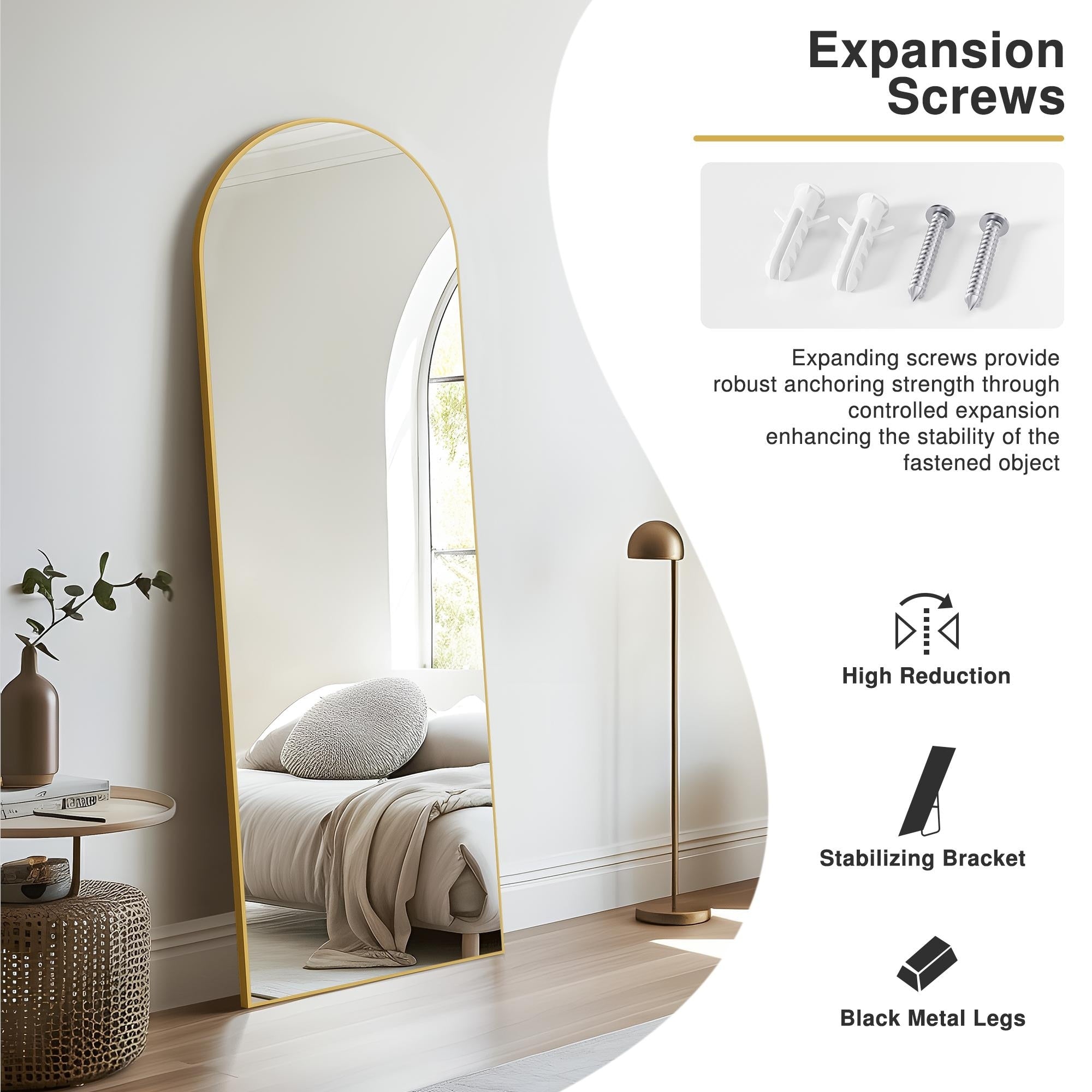 Dovelina Arched Full Length Floor Wall Mirror Standing Mirror