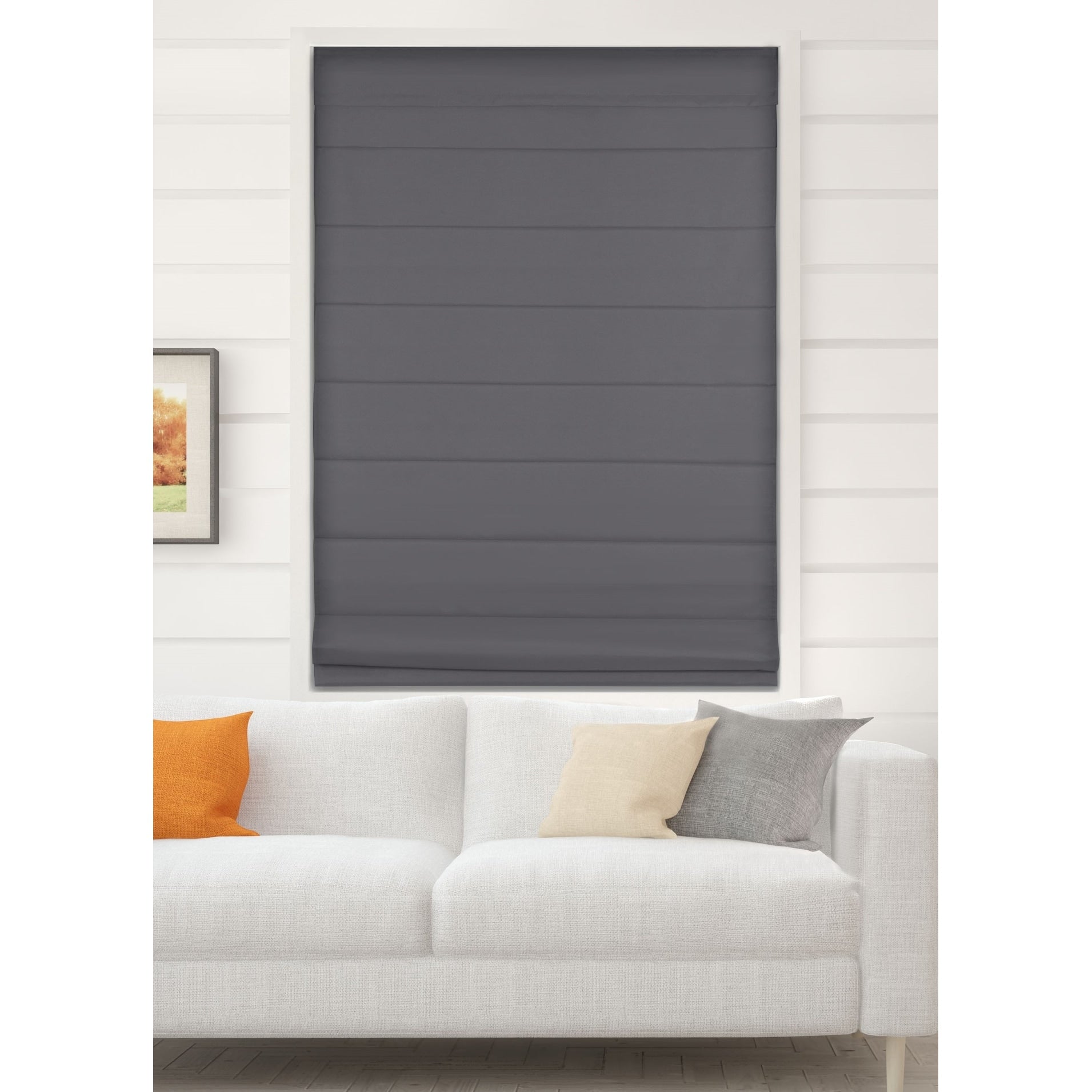 Arlo Blinds Graphite Room Darkening Cordless Lift Fabric Roman Shades