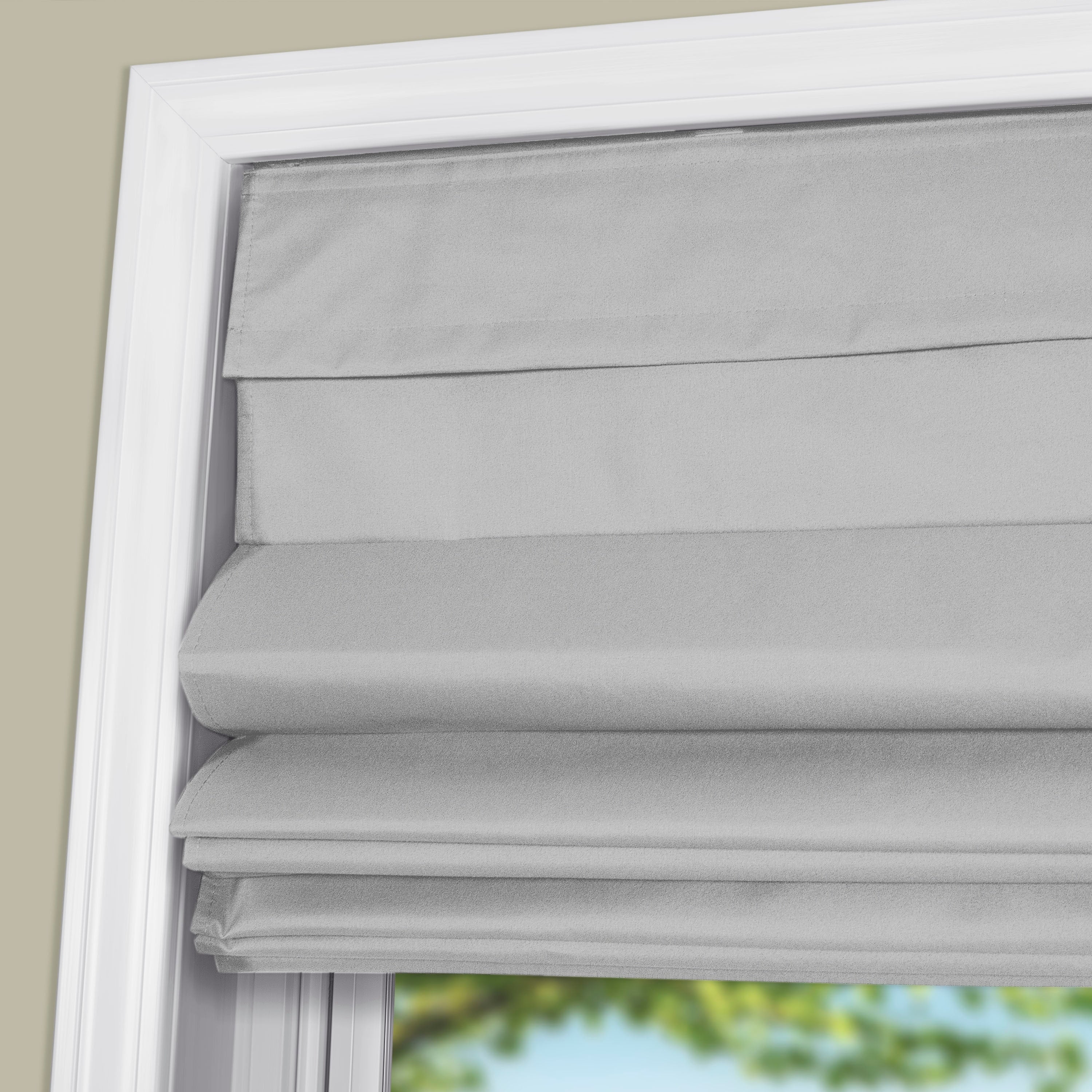 Arlo Blinds Gray Room Darkening Cordless Lift Fabric Roman Shades