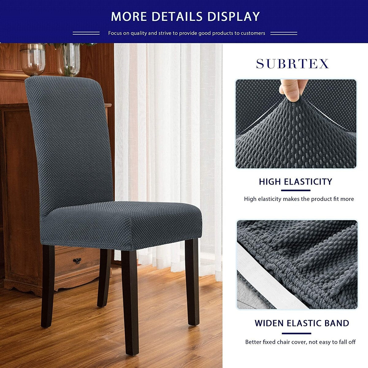 Subrtex 4 PCS Stretch Dining Chair Slipcover Textured Grain Cover