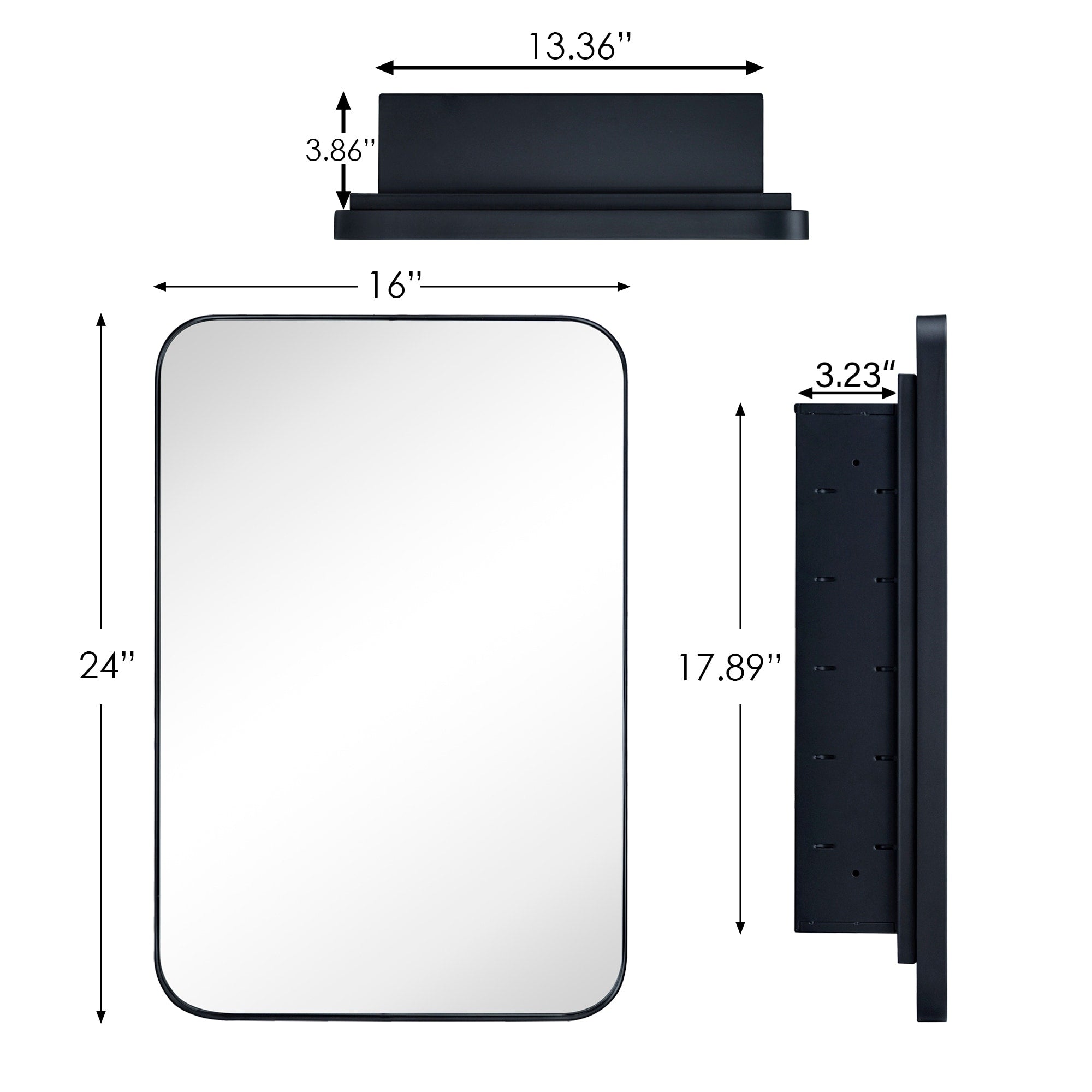 TEHOME WH Recessed Framed Medicine Cabinet with Mirror and Adjustable Shelves