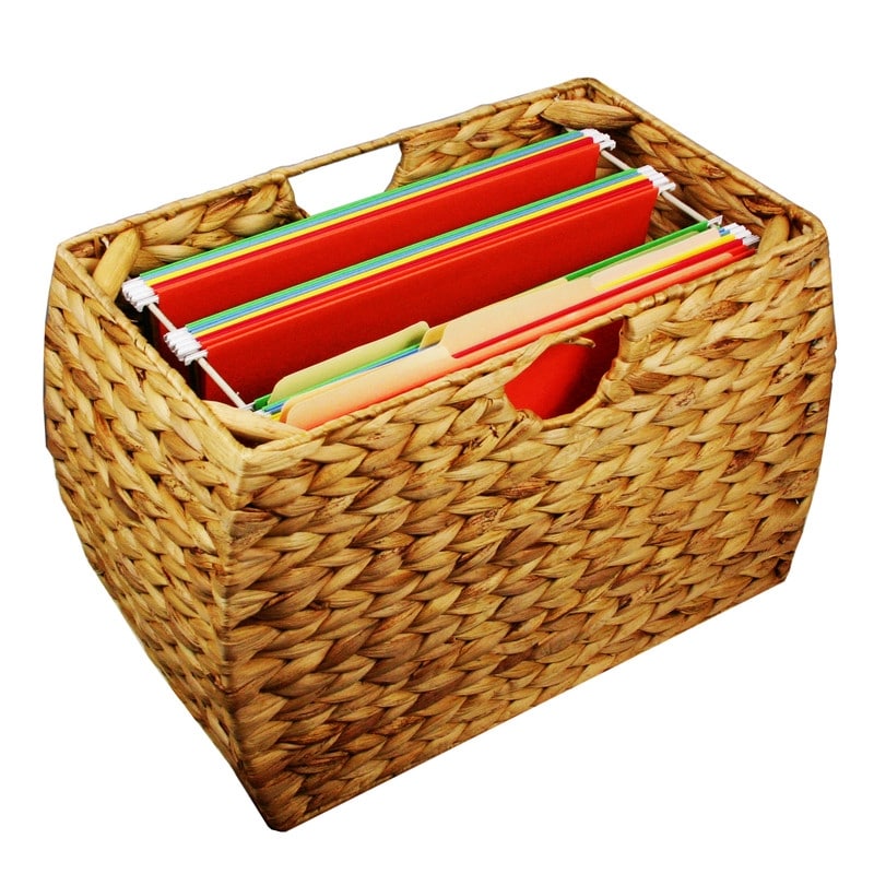 Seagrass Basket Hanging File Folder Storage with Liner Work From Home