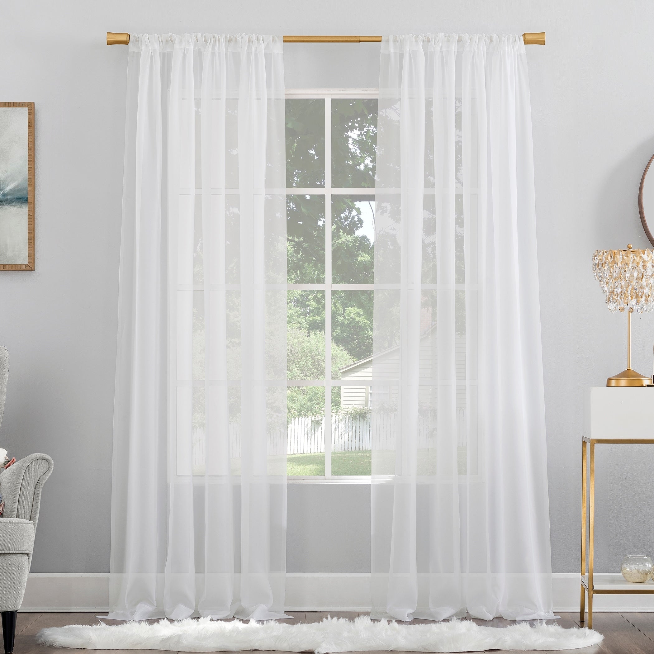 No. 918 Mallory Voile Sheer Rod Pocket Curtain Panel, Single Panel