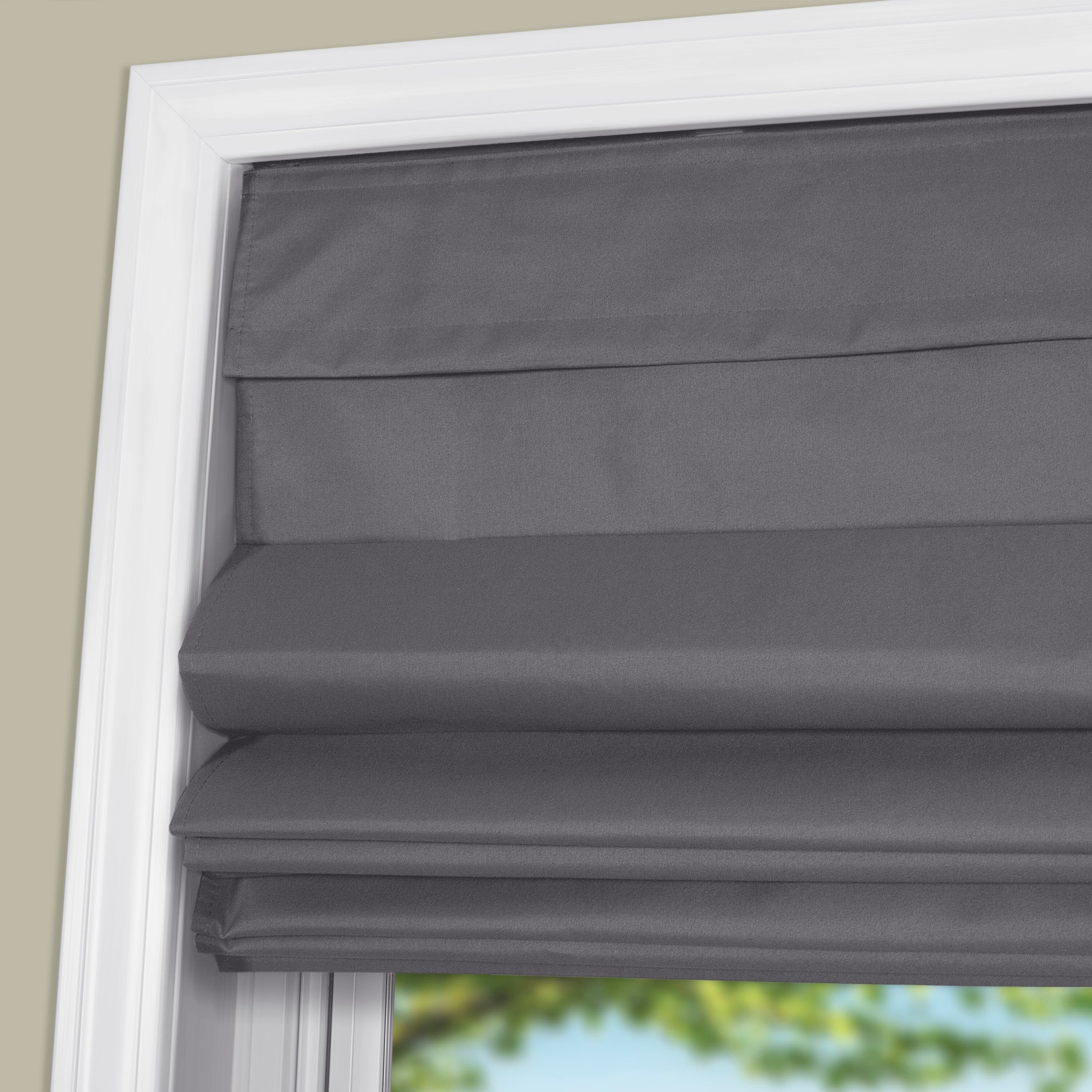 Arlo Blinds Graphite Room Darkening Cordless Lift Fabric Roman Shades