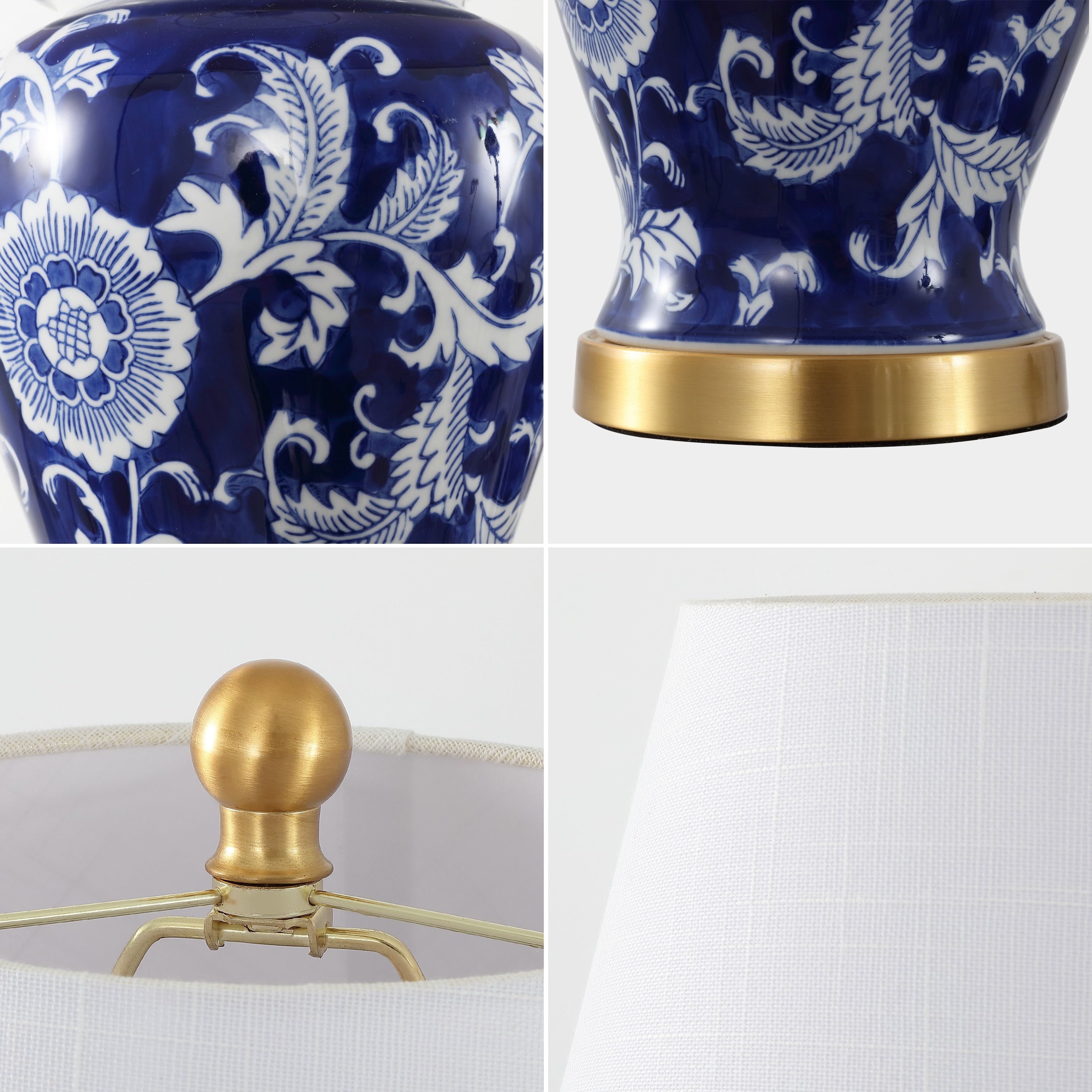 Penelope 22 Chinoiserie LED Table Lamp, Blue/White by JONATHAN Y