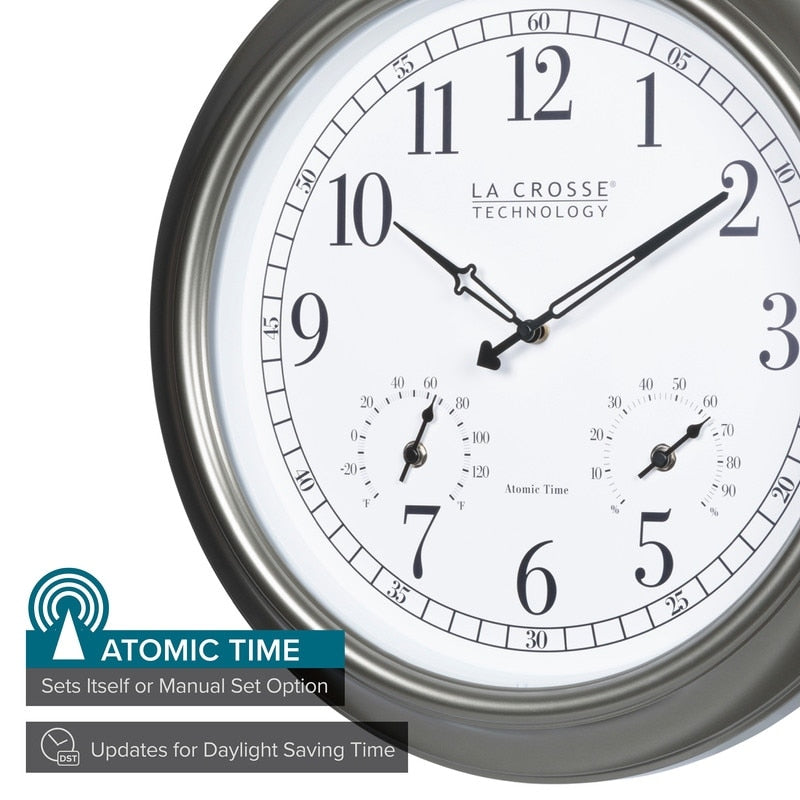 La Crosse 404-00237-INT 18 Atomic Outdoor Temp & Humidity Wall Clock