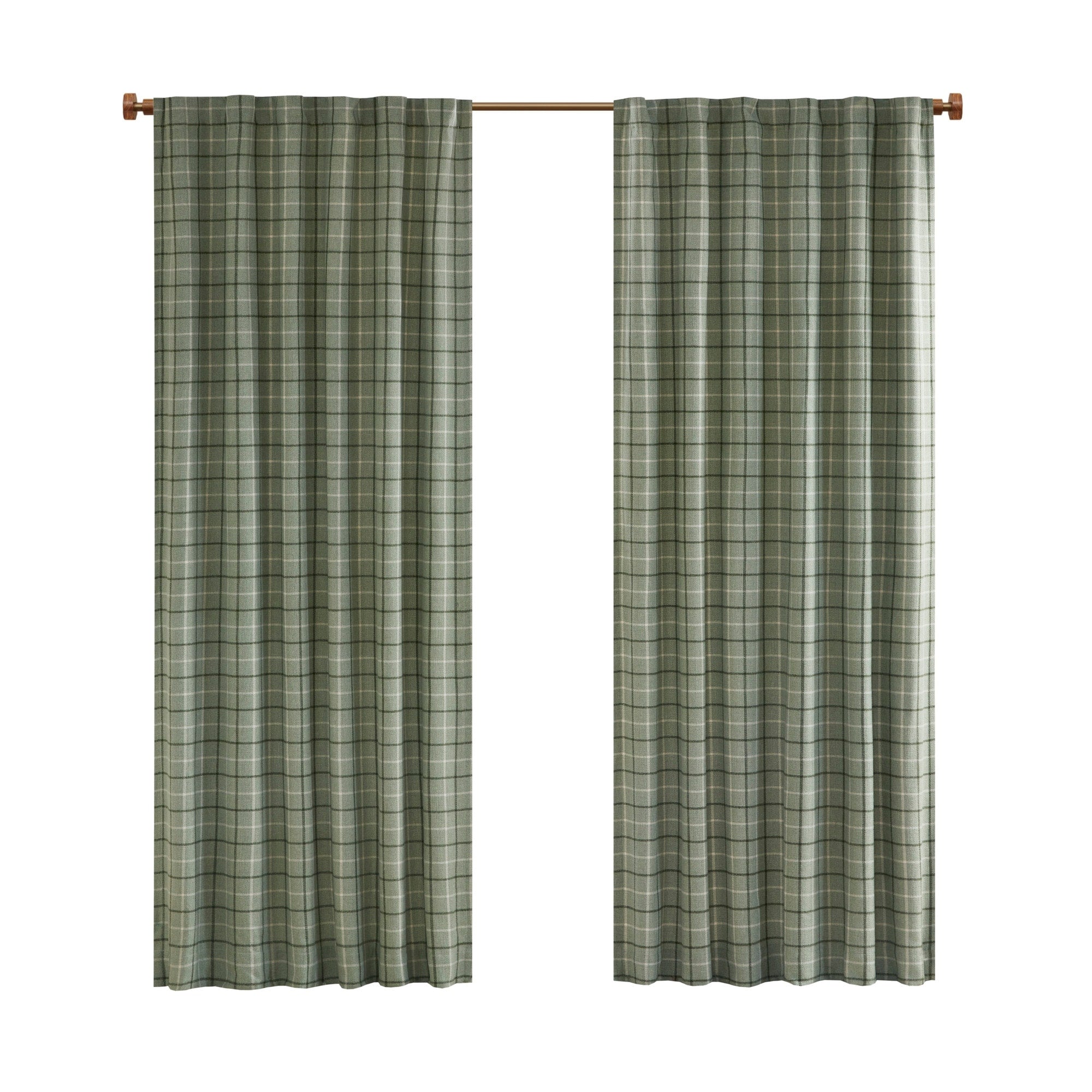 Madison Park Salford Plaid Rod Pocket and Back Tab Single Curtain Panel with Fleece Lining