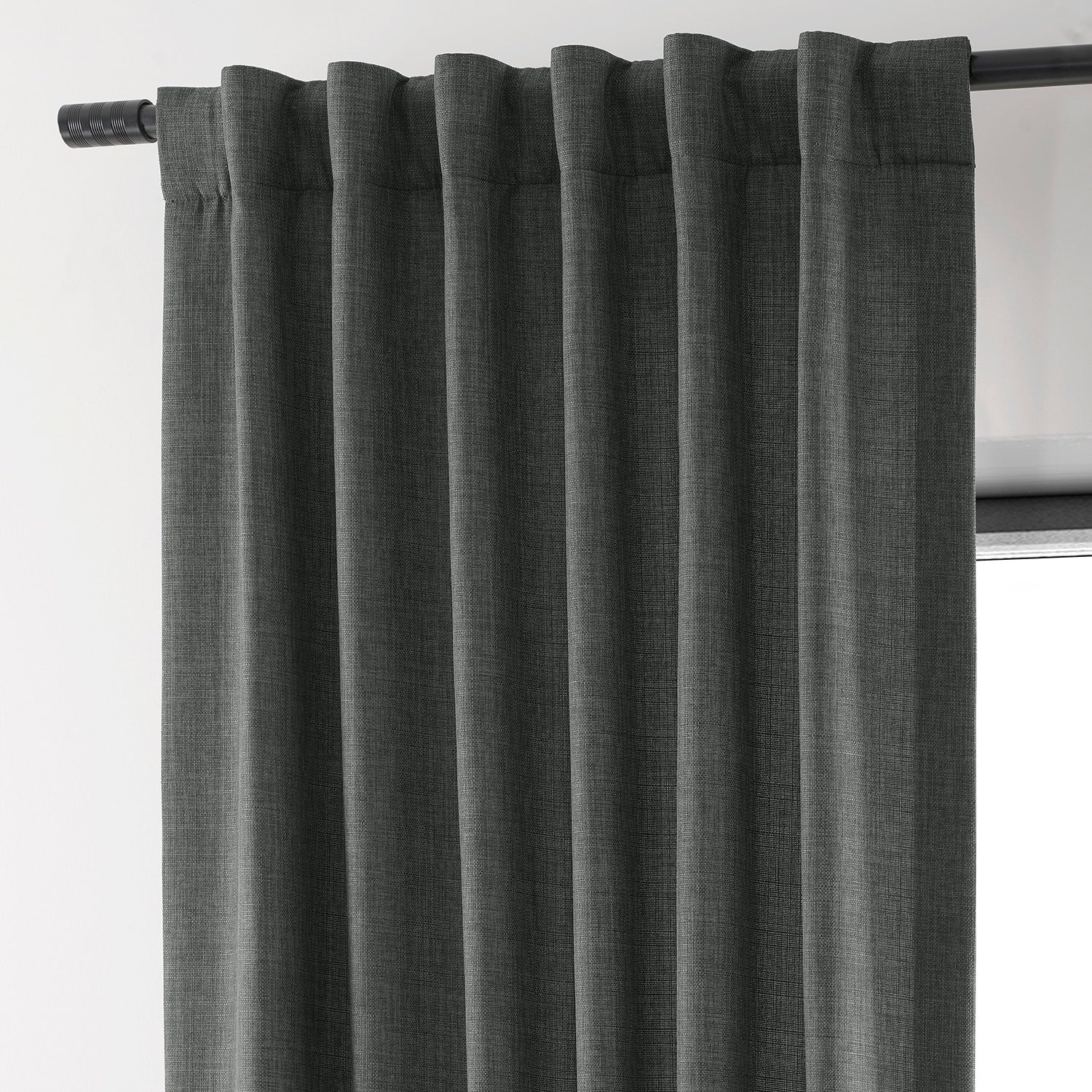 Exclusive Fabrics Italian Faux Linen Room Darkening Curtains for Bedroom & Living Room Curtains - Single Panel Window Curtains