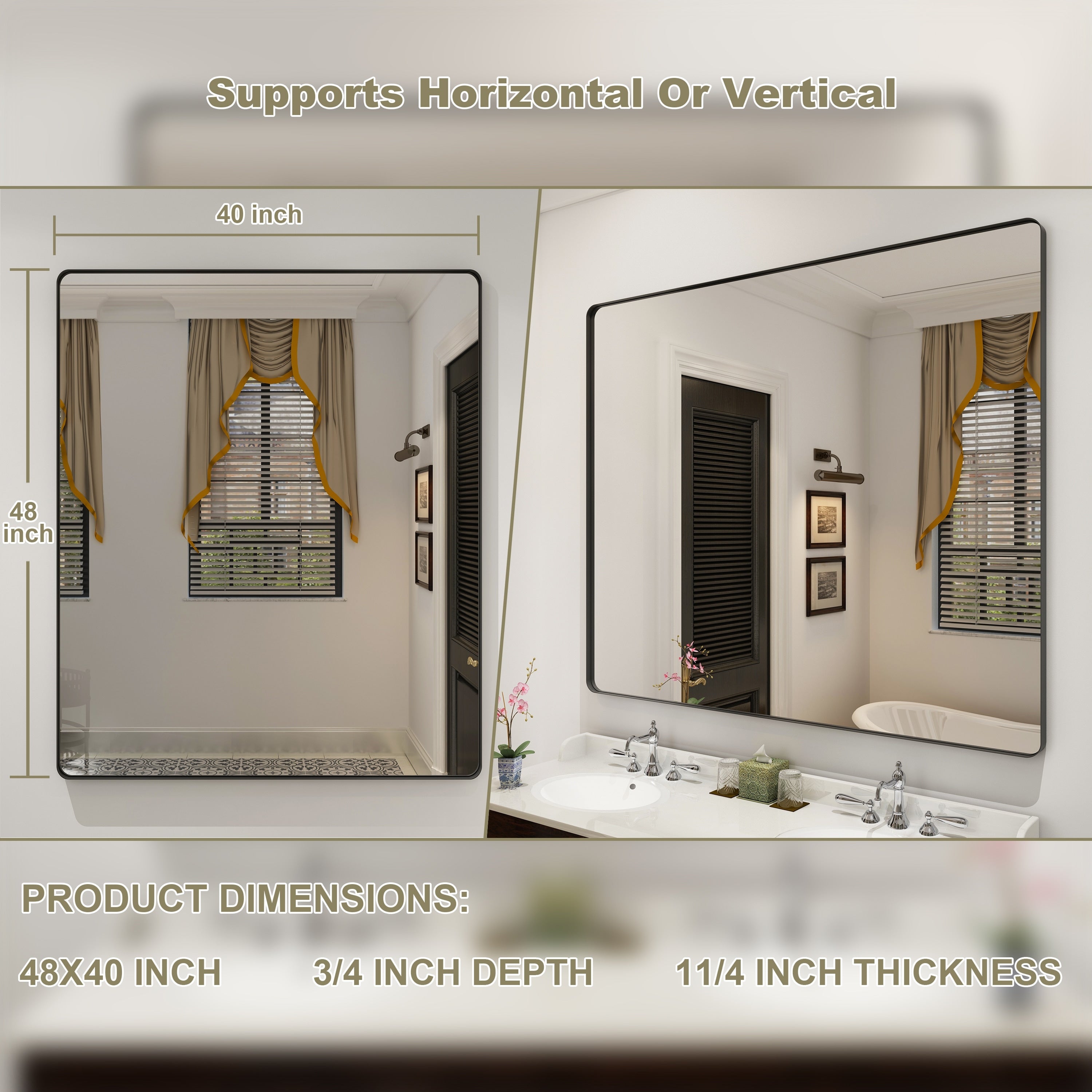 Framed Wall Mounted Bathroom Vanity Mirror