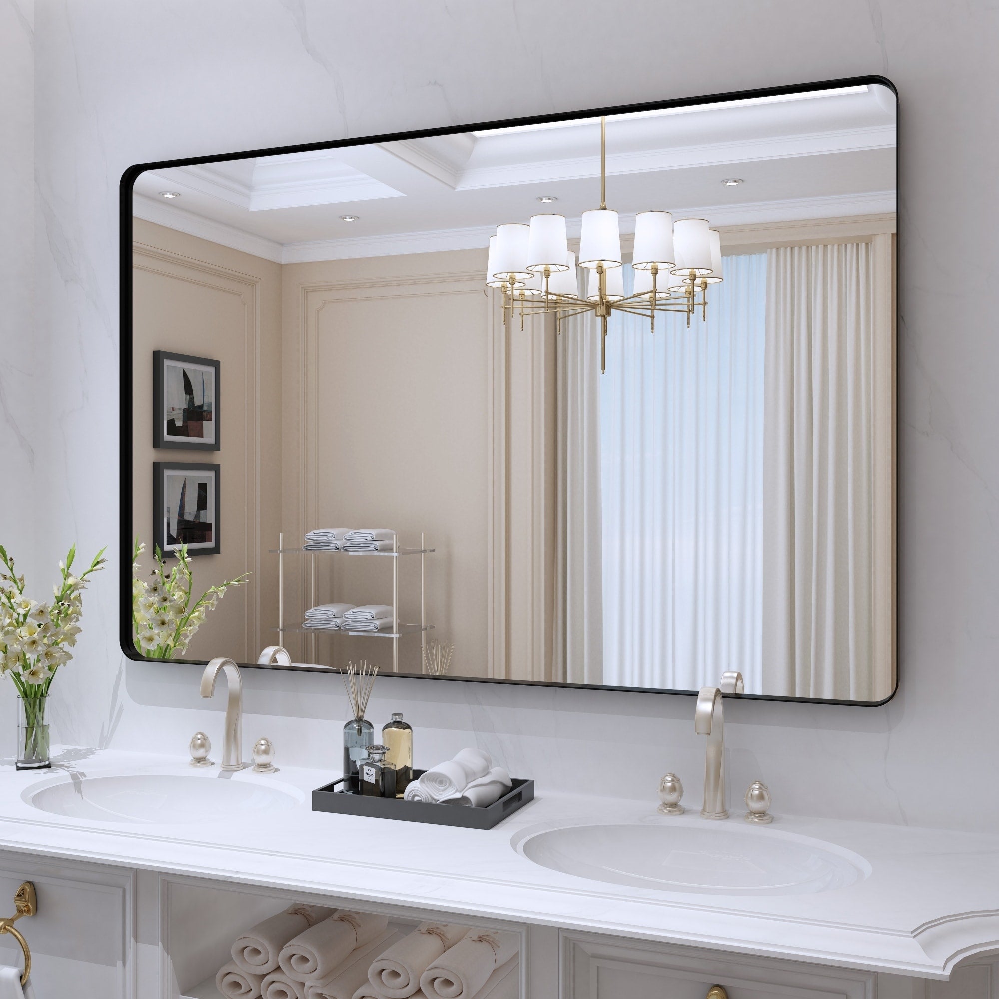 Framed Wall Mounted Bathroom Vanity Mirror