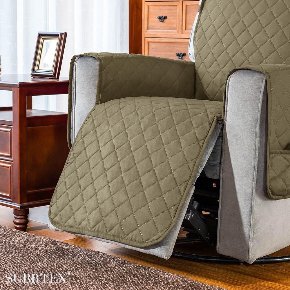 Subrtex Reversible Recliner Sofa Slipcover With Pockets