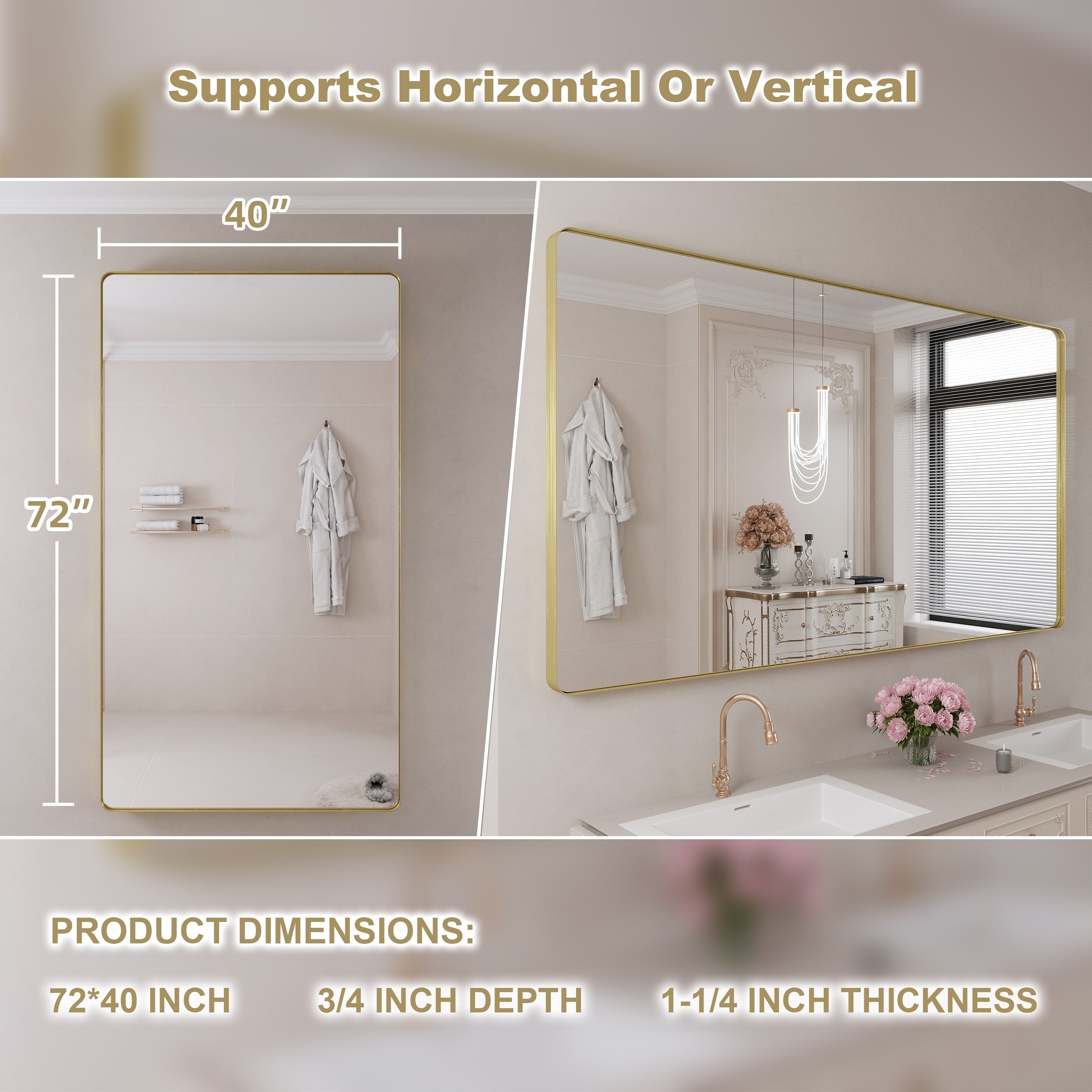 Framed Wall Mounted Bathroom Vanity Mirror