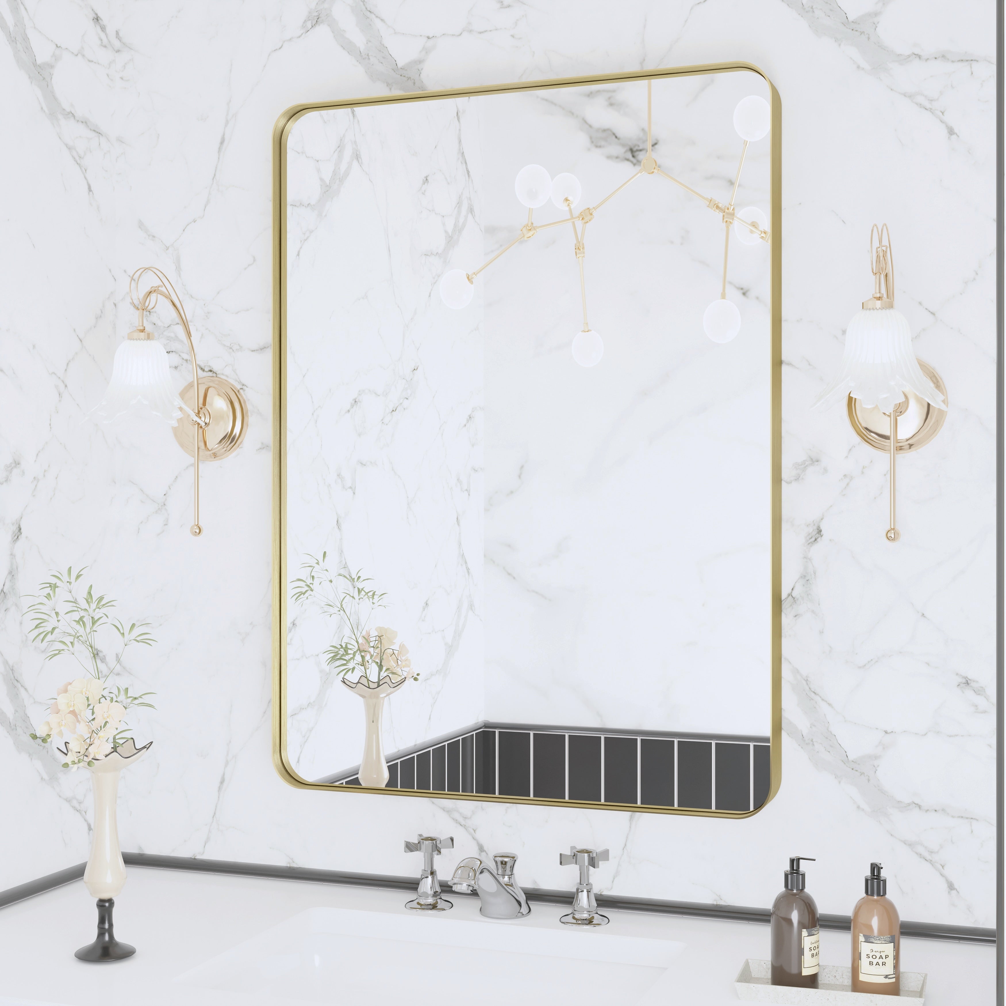 Framed Wall Mounted Bathroom Vanity Mirror