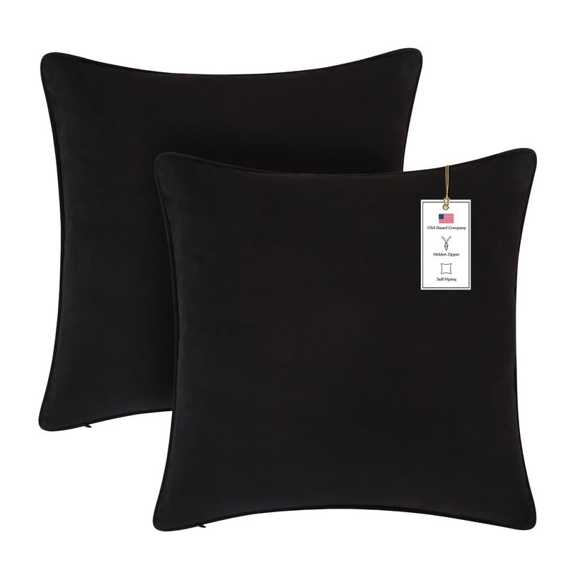 A1HC Set of 2 Luxurious Fine Soft Velvet Throw Pillow Covers Only, For Sofas, Beds, Vibrant Colors and Hidden Zipper